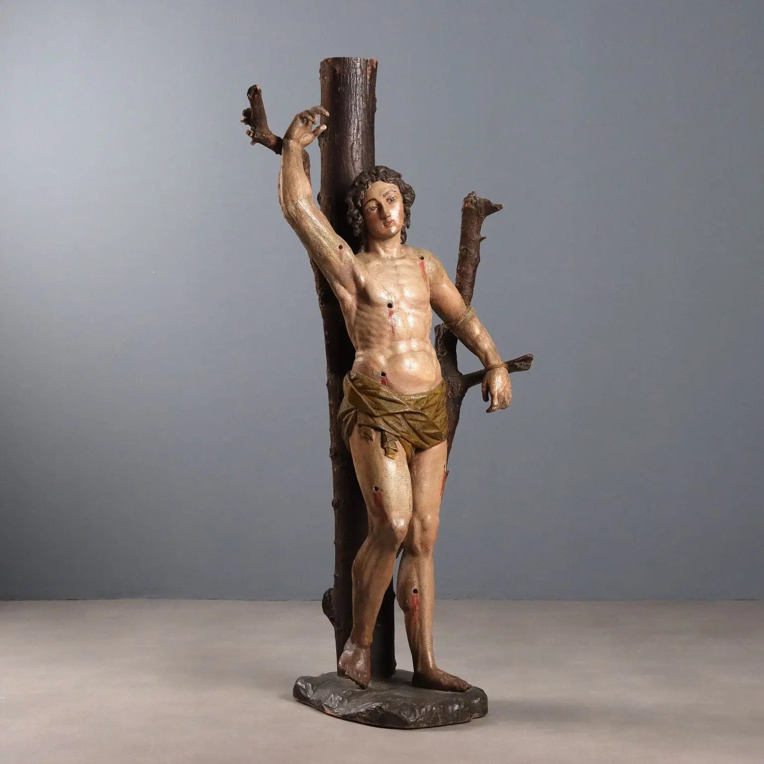 Antique Sculpture Saint Sebastian Carved Wood Italy XVII Century - Saint Sebastian | Art | Antique Art
