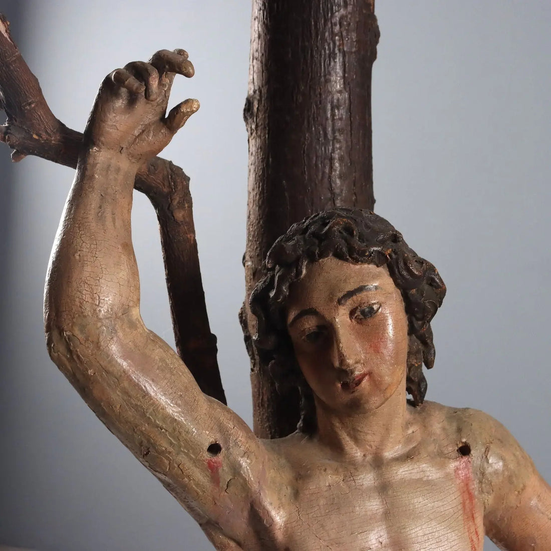Antique Sculpture Saint Sebastian Carved Wood Italy XVII Century - Saint Sebastian | Art | Antique Art