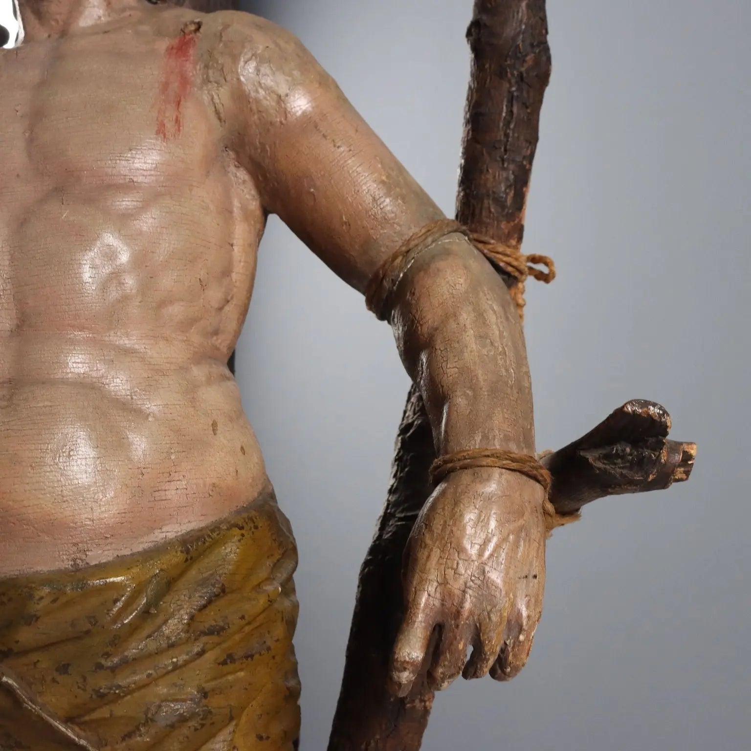 Antique Sculpture Saint Sebastian Carved Wood Italy XVII Century - Saint Sebastian | Art | Antique Art