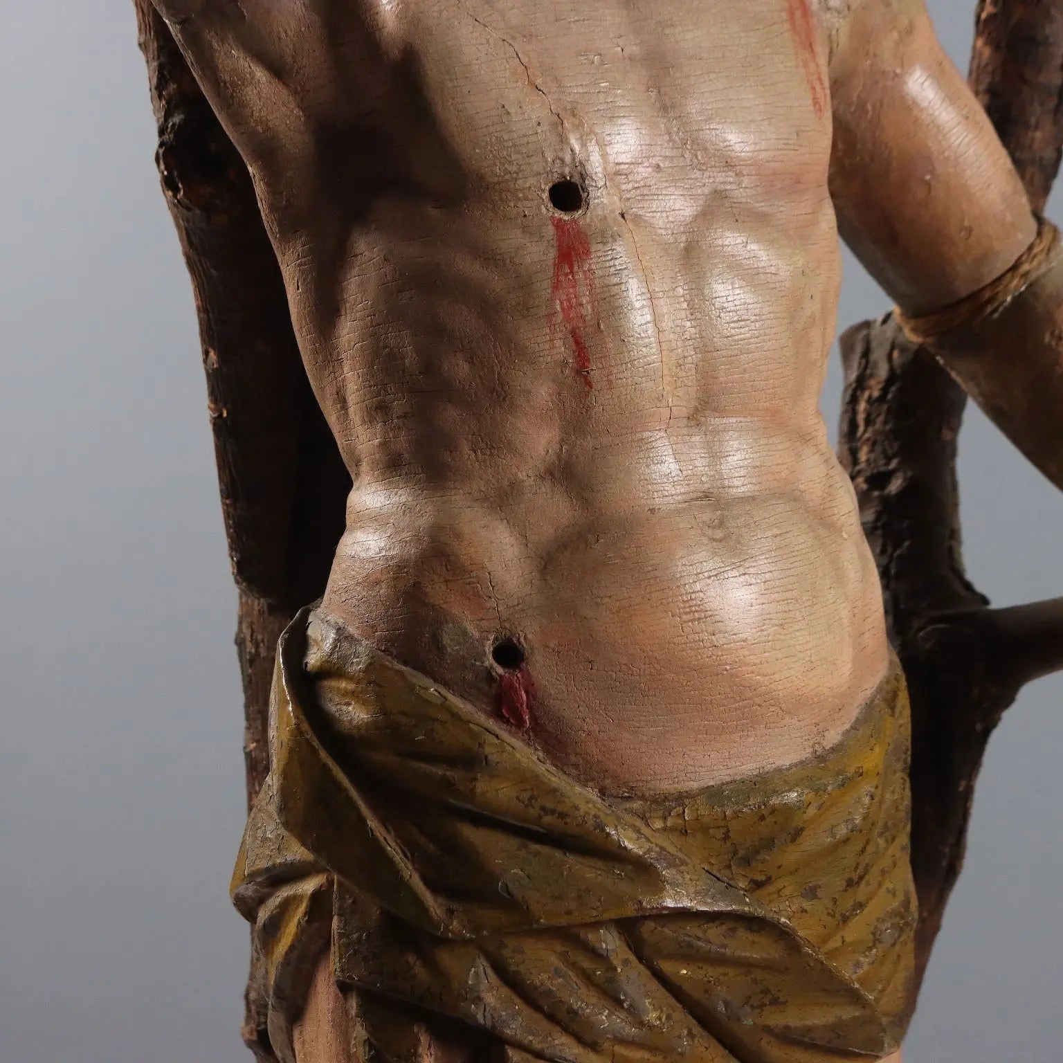 Antique Sculpture Saint Sebastian Carved Wood Italy XVII Century - Saint Sebastian | Art | Antique Art