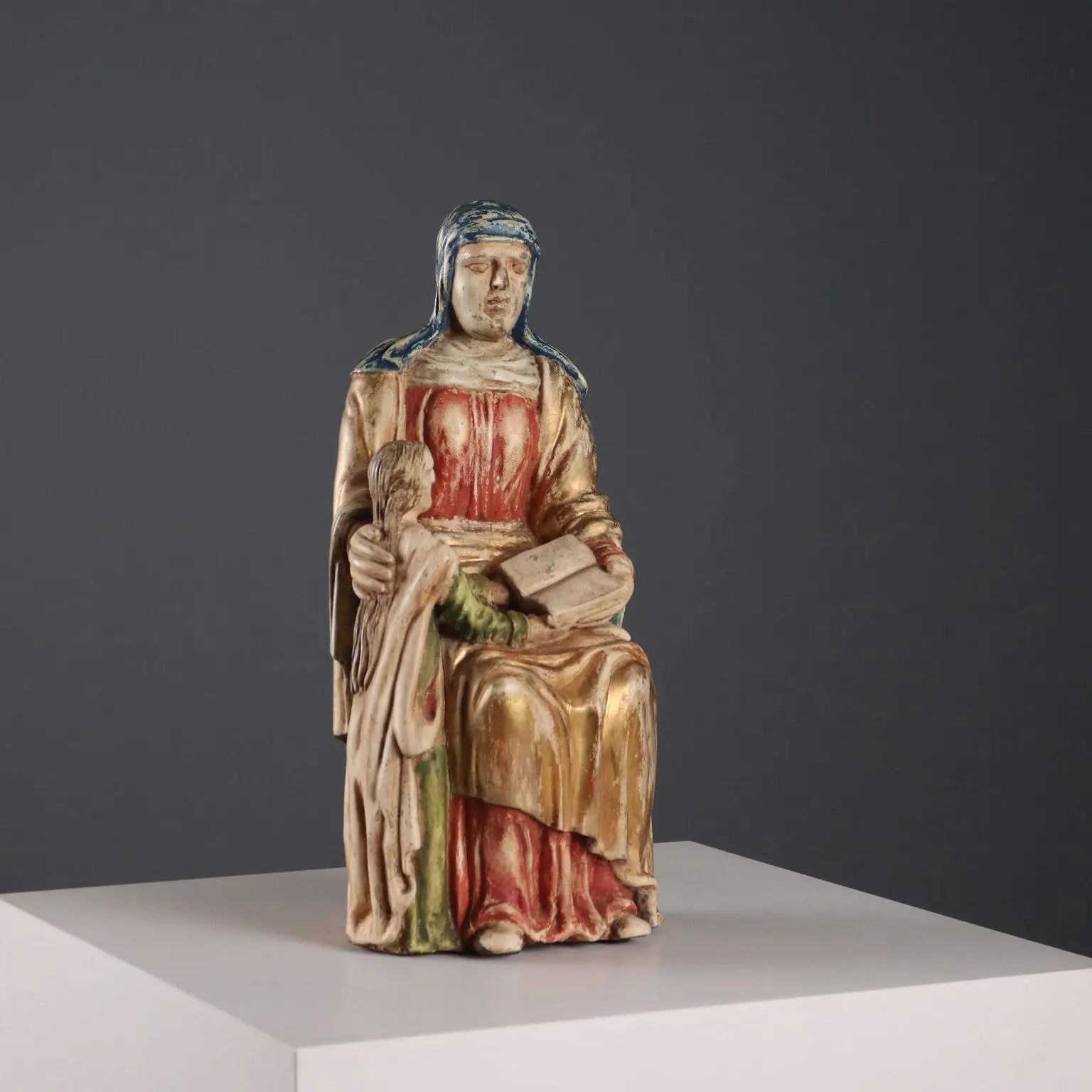 Antique Sculpture Saint Ann with Virgin Mary Wood XX Century - Italy, Early XX Century | Art | Antique Art