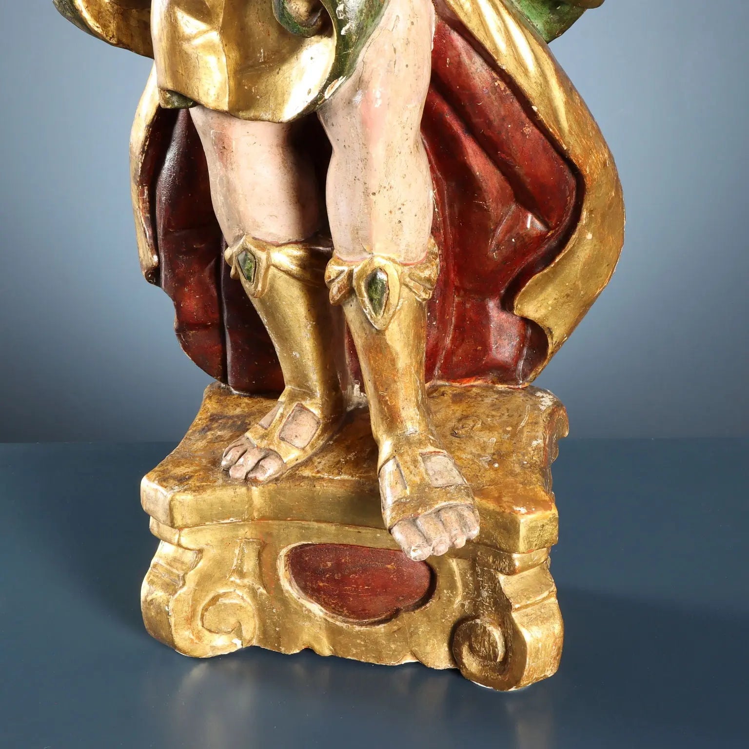 Antique Angel-Shaped Candle Holders Carved Wood XVII Century