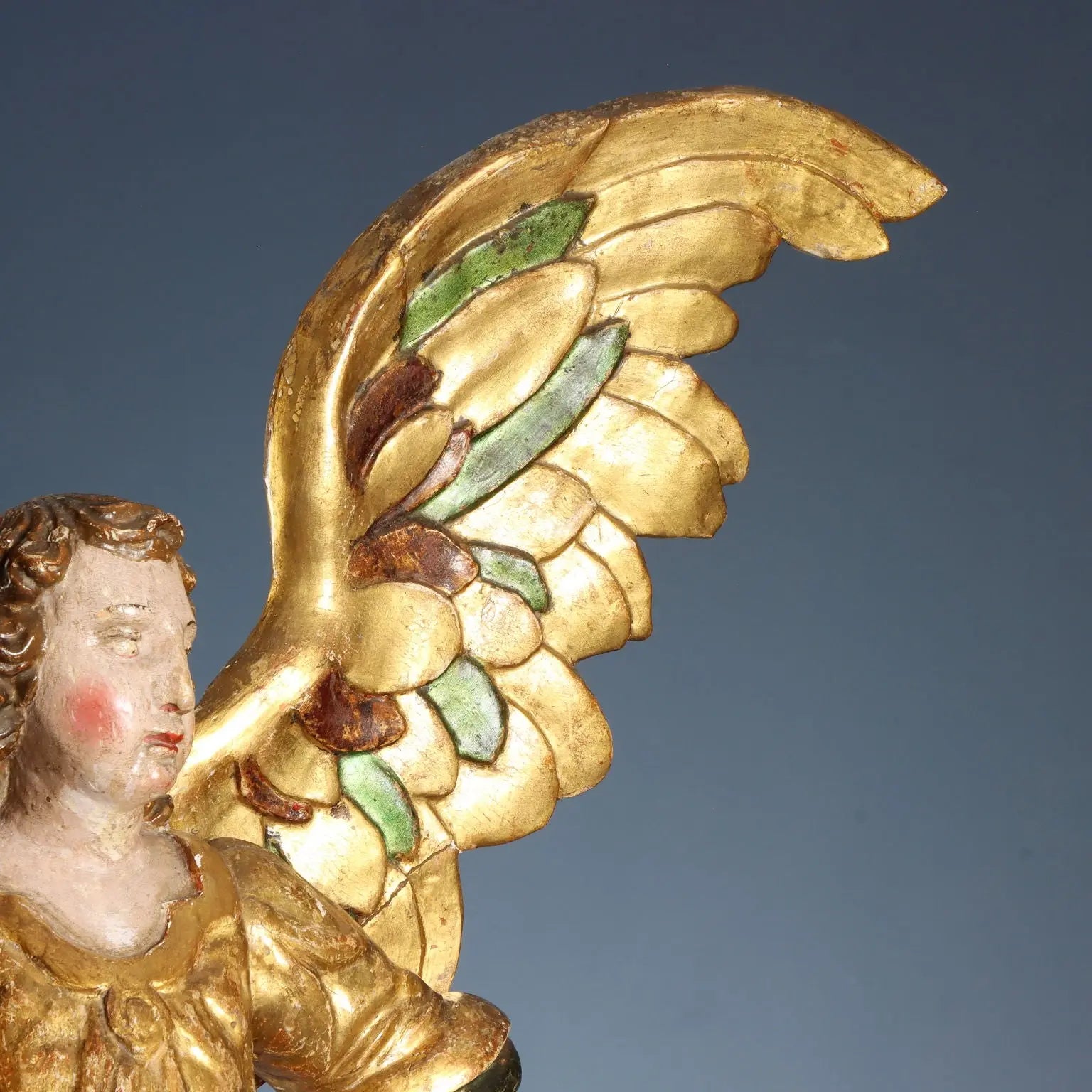 Antique Angel-Shaped Candle Holders Carved Wood XVII Century