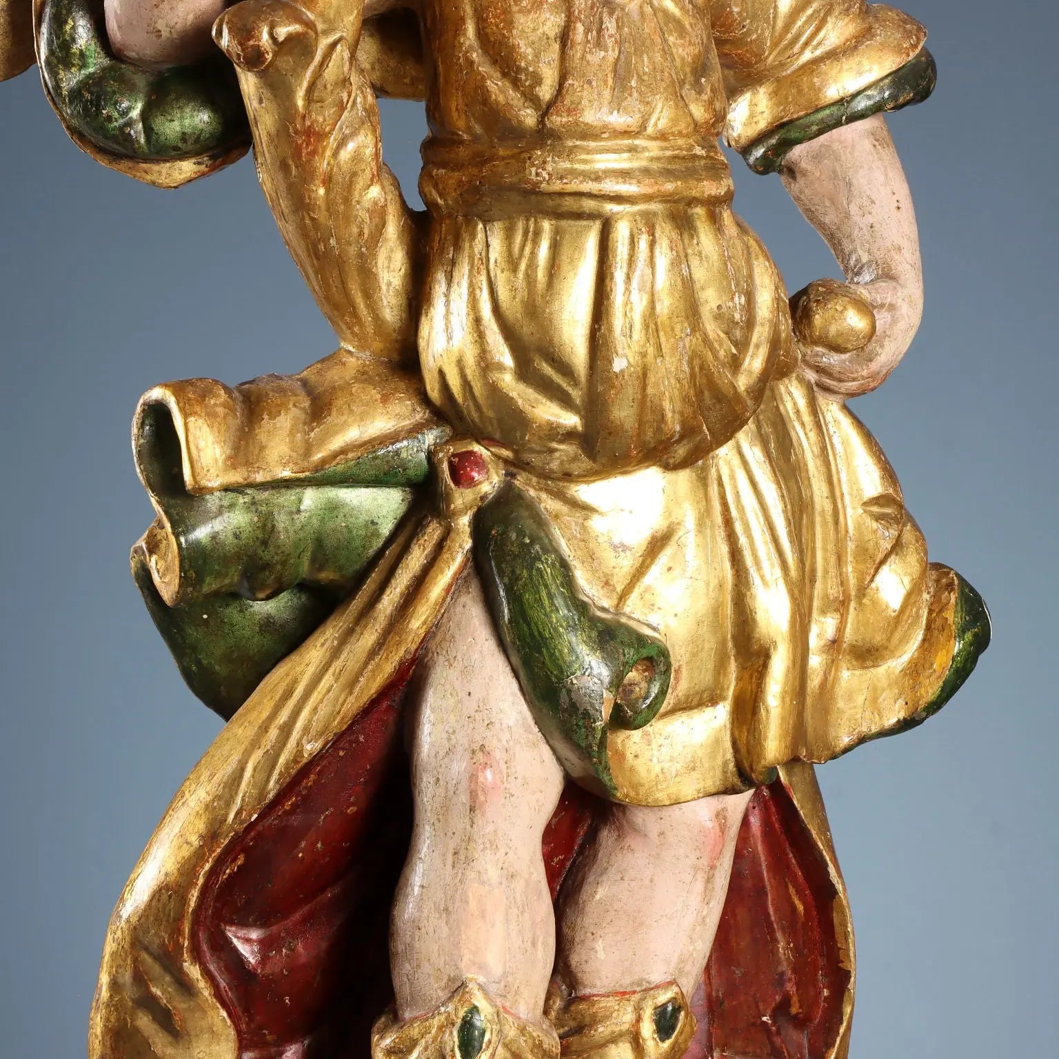 Antique Angel-Shaped Candle Holders Carved Wood XVII Century