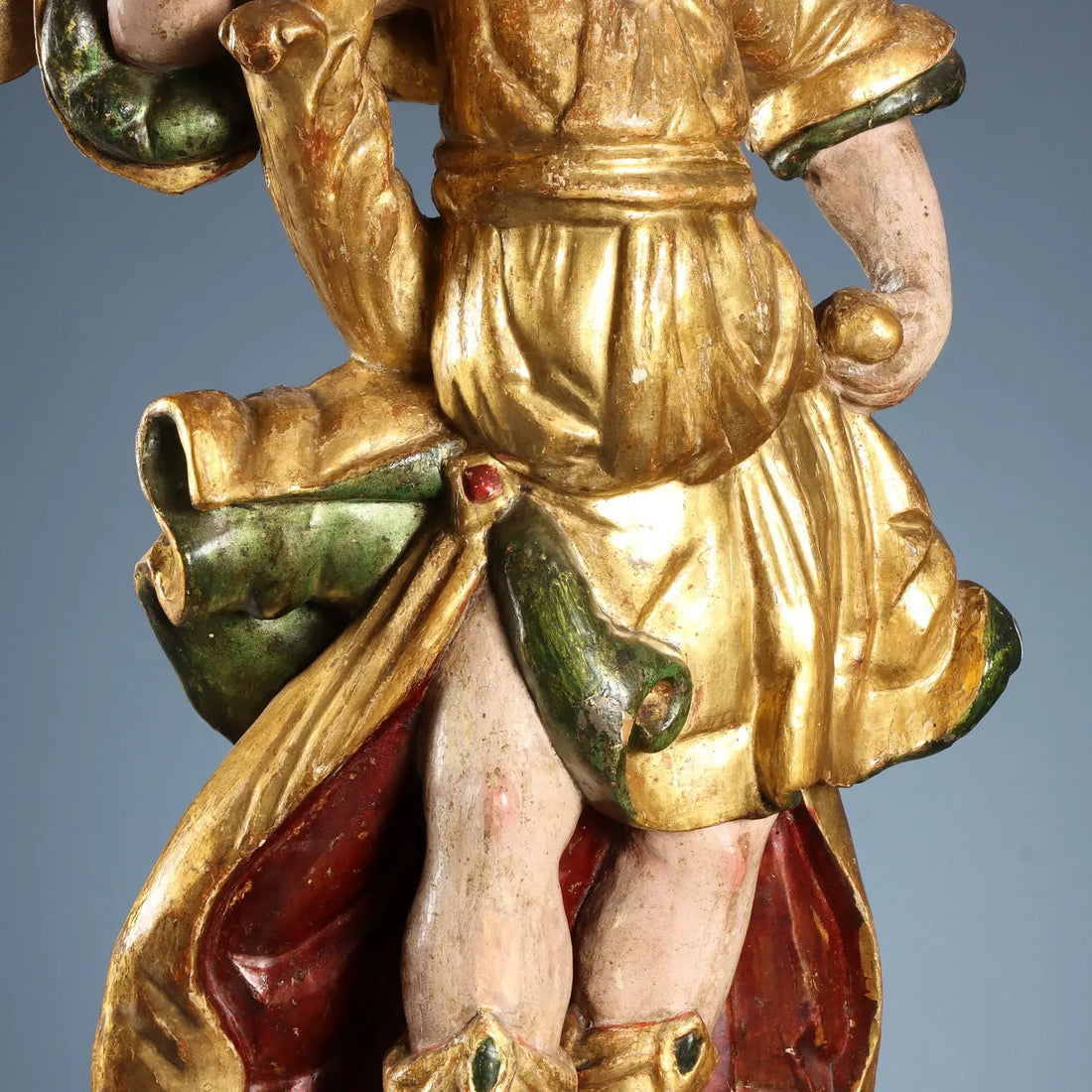 Antique Angel-Shaped Candle Holders Carved Wood XVII Century