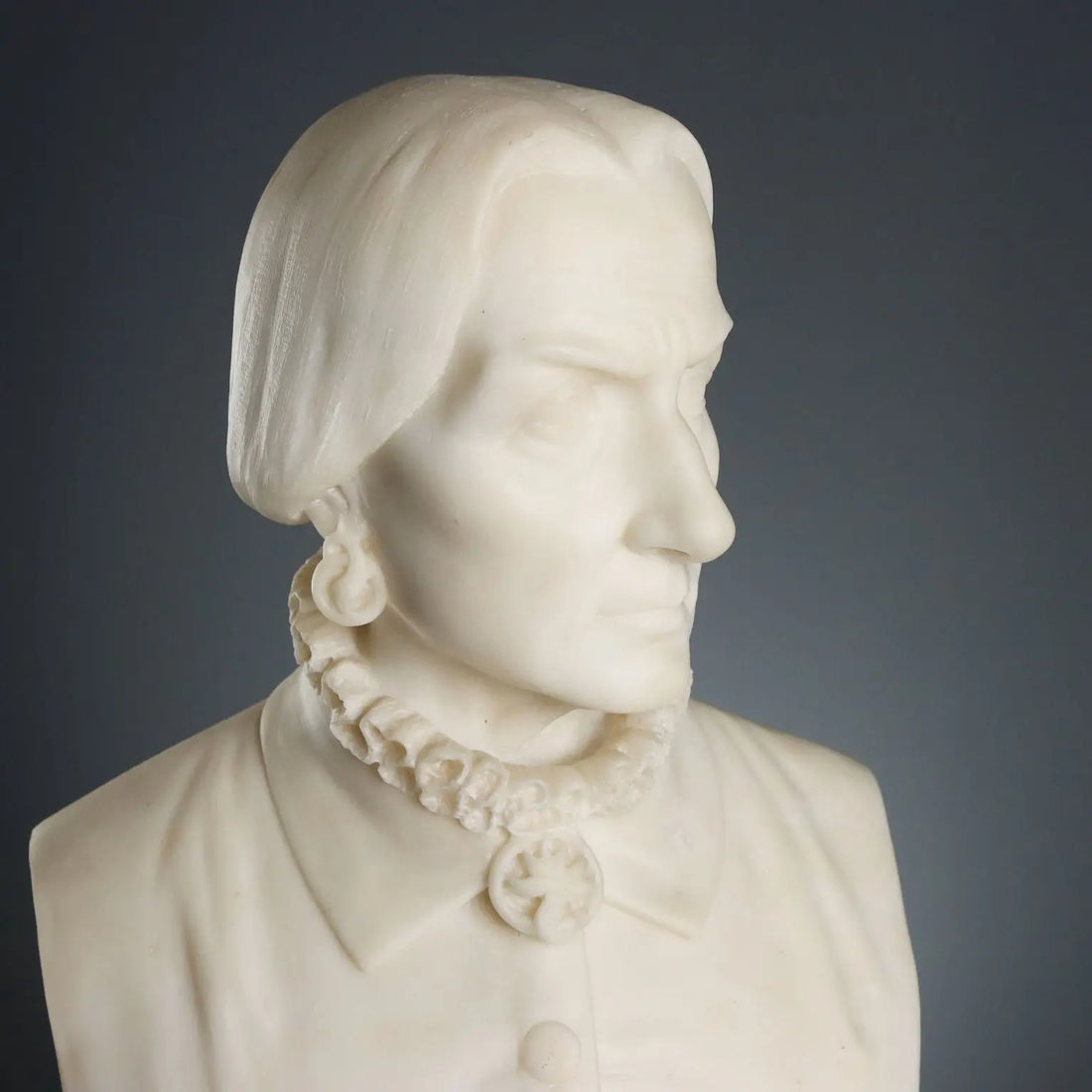 Antique Bust of a Noble Lady White Marble Italy XIX Century
