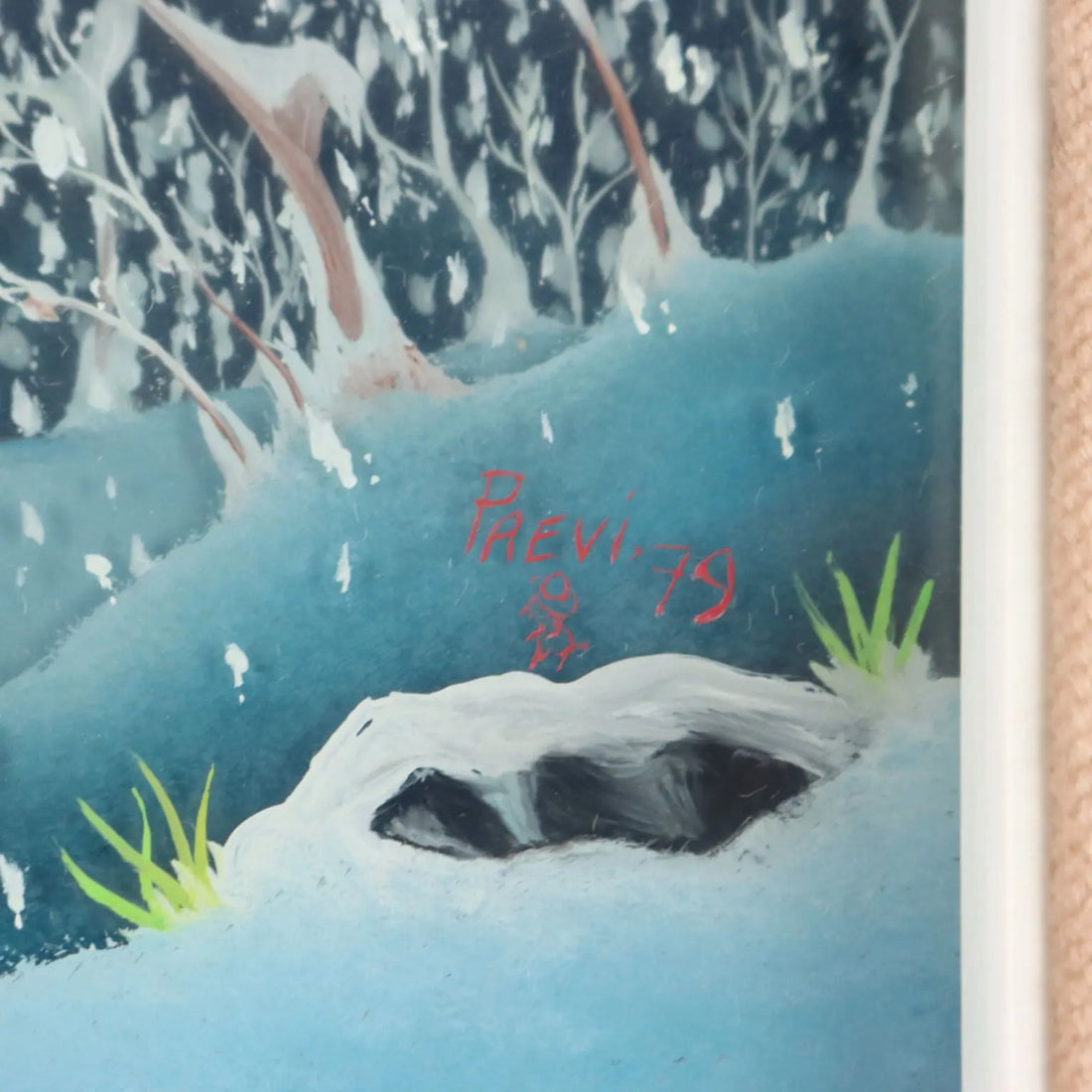 Contemporary Naif Painting M. Previ Oil on Glass 1979 - The Bonfire under the Snow, 1979 | Art | Contemporary Art