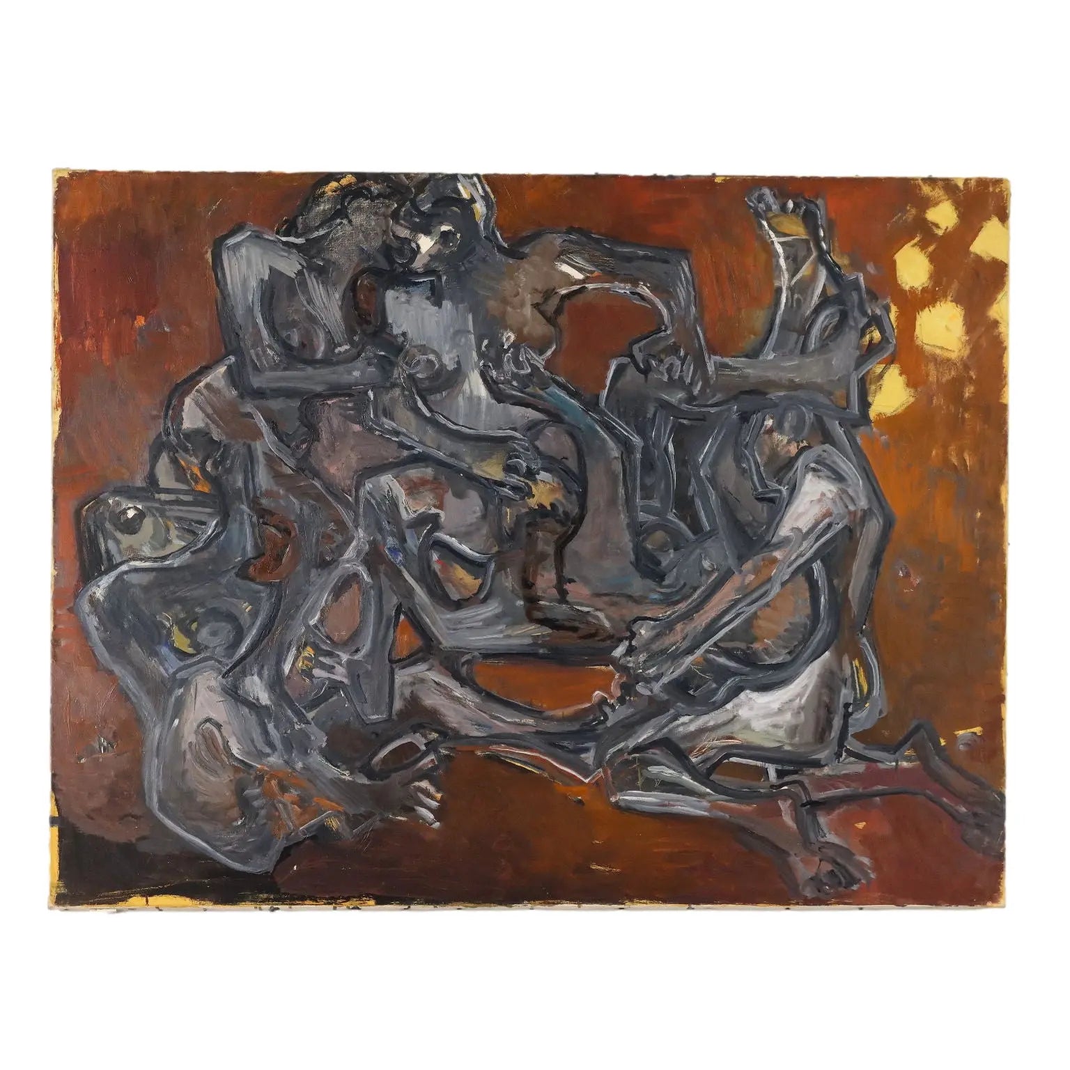 Modern Painting Signed ORAZI Oil on Canvas Têtes-Paysage 1975 - Figures, 1975 ca. | Art | Contemporary Art