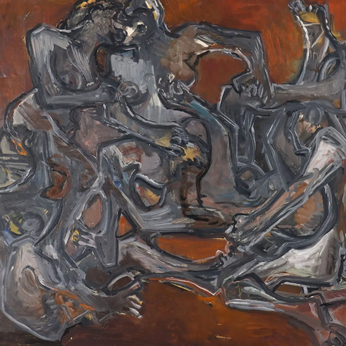 Modern Painting Signed ORAZI Oil on Canvas Têtes-Paysage 1975 - Figures, 1975 ca. | Art | Contemporary Art