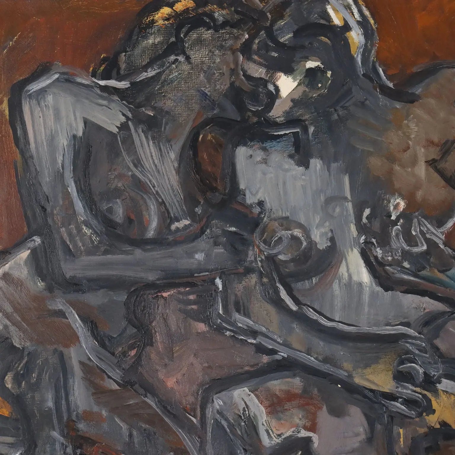 Modern Painting Signed ORAZI Oil on Canvas Têtes-Paysage 1975 - Figures, 1975 ca. | Art | Contemporary Art