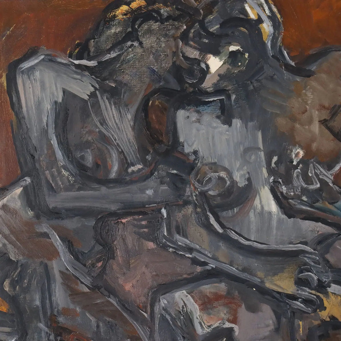 Modern Painting Signed ORAZI Oil on Canvas Têtes-Paysage 1975 - Figures, 1975 ca. | Art | Contemporary Art
