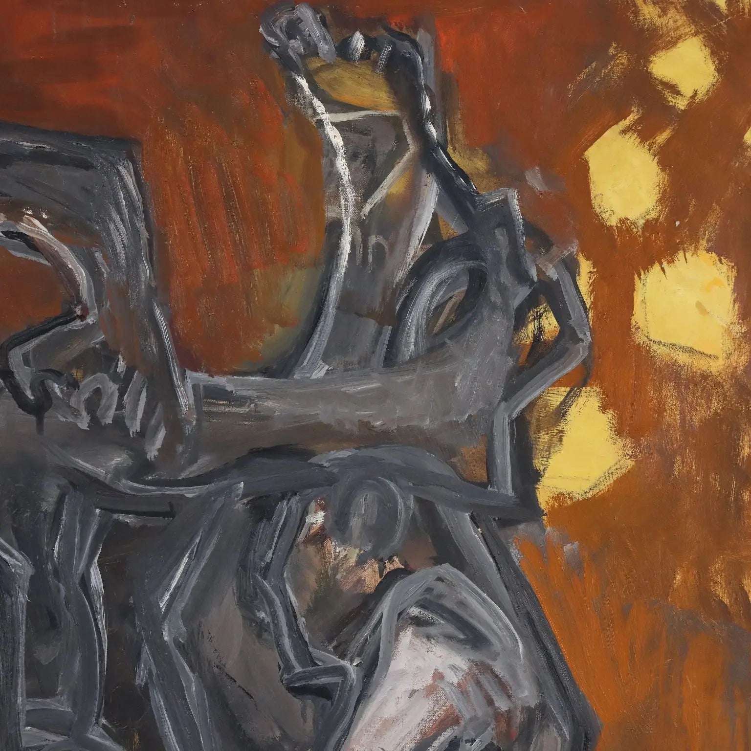 Modern Painting Signed ORAZI Oil on Canvas Têtes-Paysage 1975 - Figures, 1975 ca. | Art | Contemporary Art