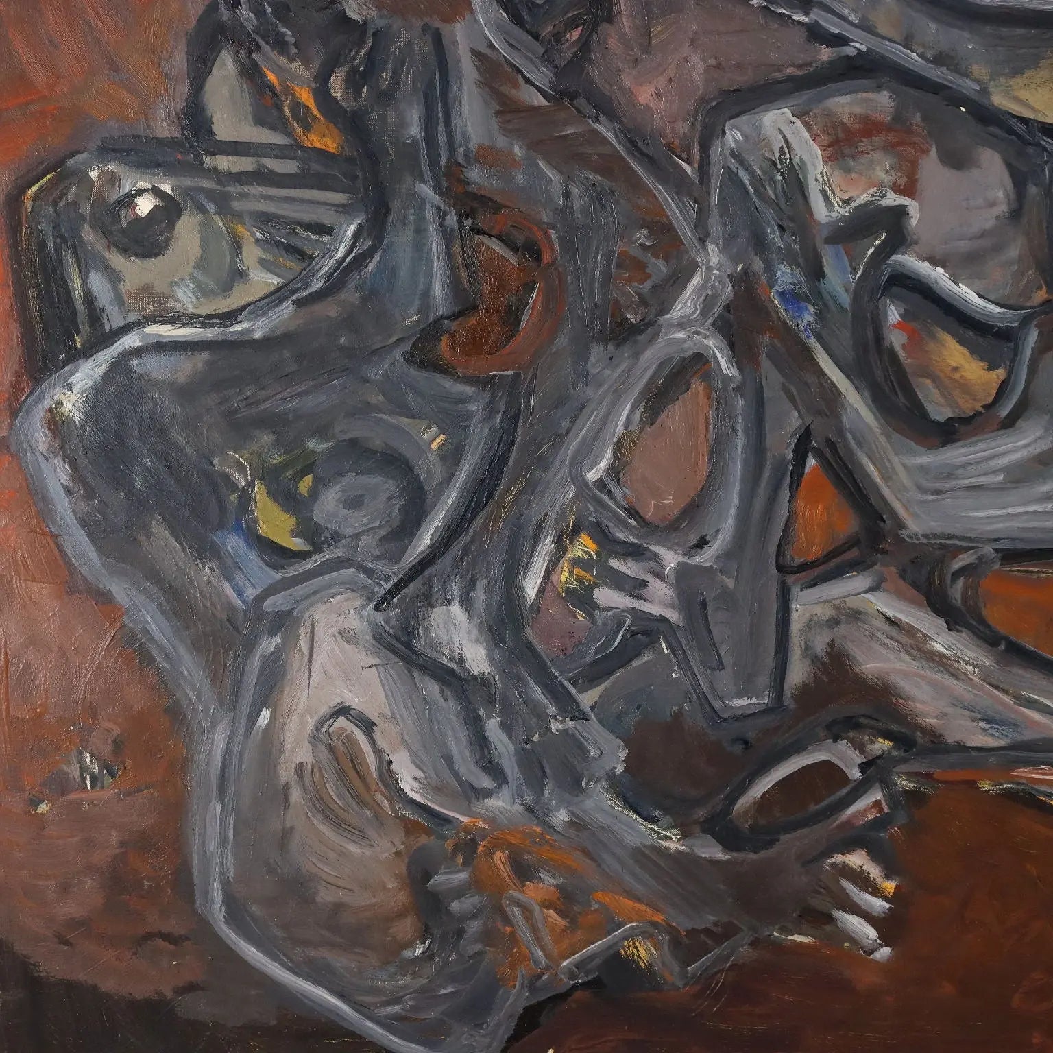 Modern Painting Signed ORAZI Oil on Canvas Têtes-Paysage 1975 - Figures, 1975 ca. | Art | Contemporary Art