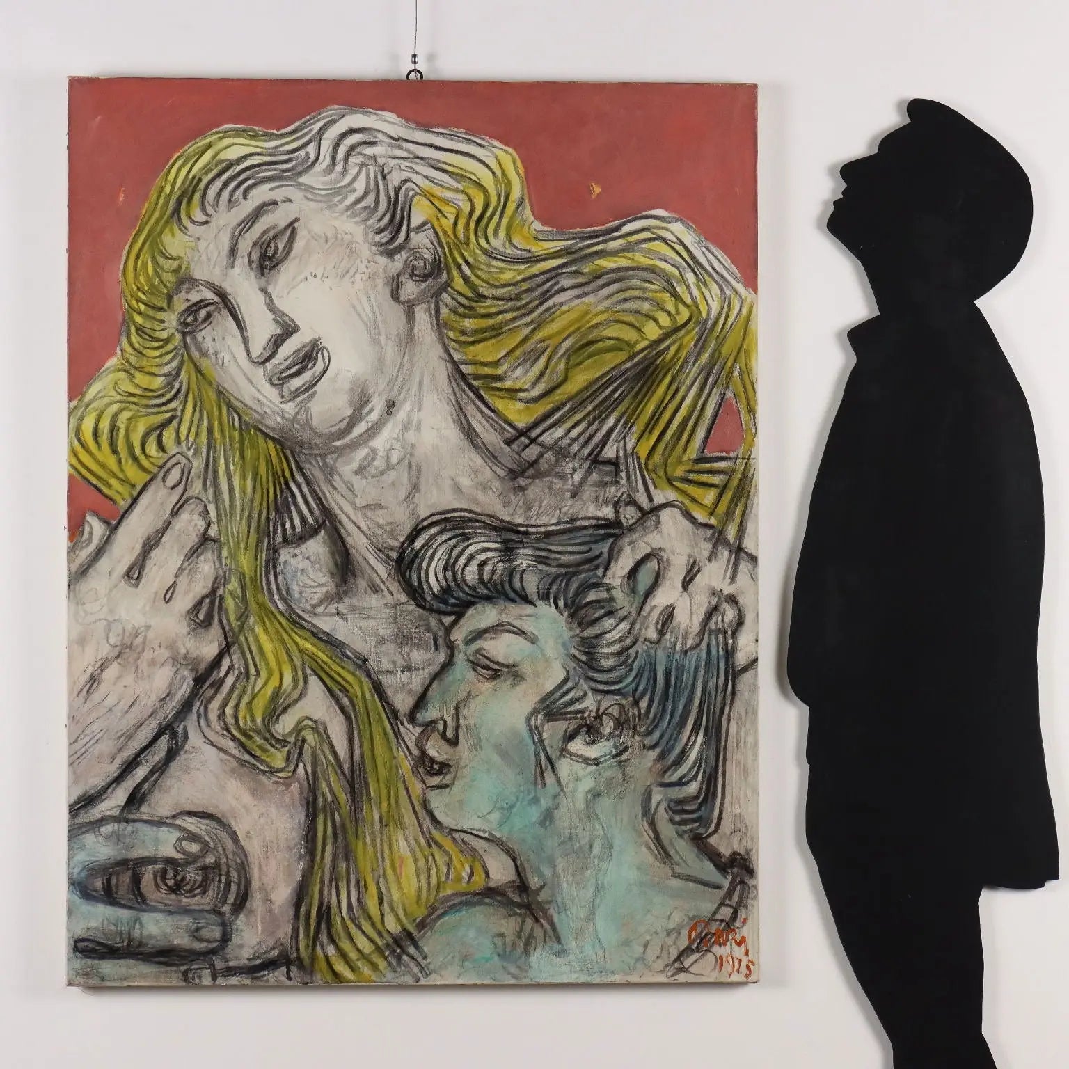 Figures of Lovers Contemporary Painting Signed ORAZI 1975 - Figures of Lovers 1975 | Art | Contemporary Art