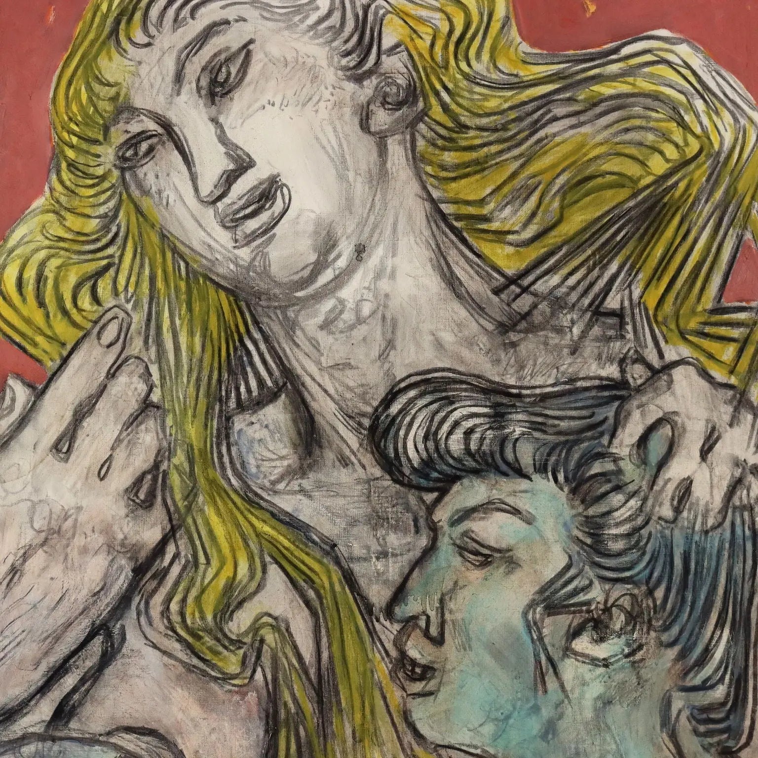 Figures of Lovers Contemporary Painting Signed ORAZI 1975 - Figures of Lovers 1975 | Art | Contemporary Art