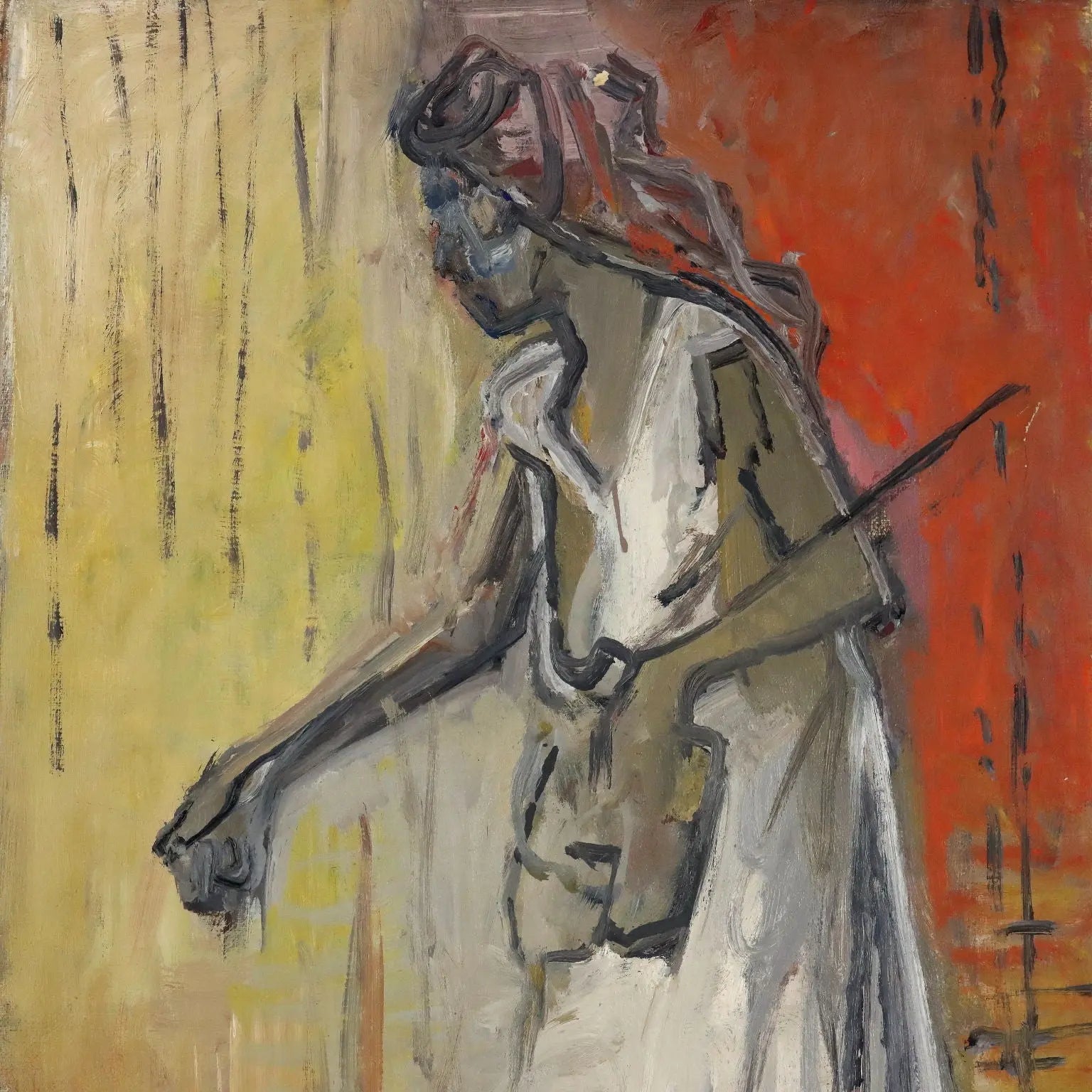 Mexican Pesant Woman Modern Painting Signed ORAZI 1956 - Mexican Peasant Figure 1956 | Art | Contemporary Art