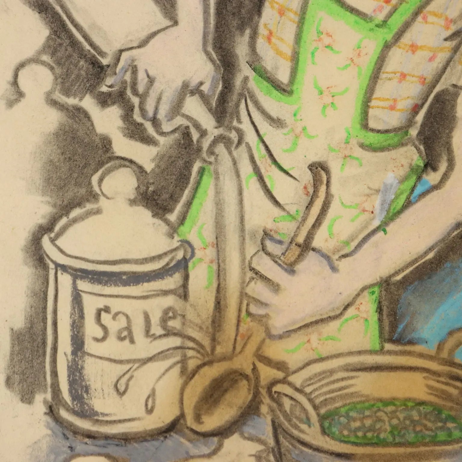 Modern Painting Signed Nicola Benois Man in the Kitchen XX Century - The Man in the Kitchen | Art | Contemporary Art