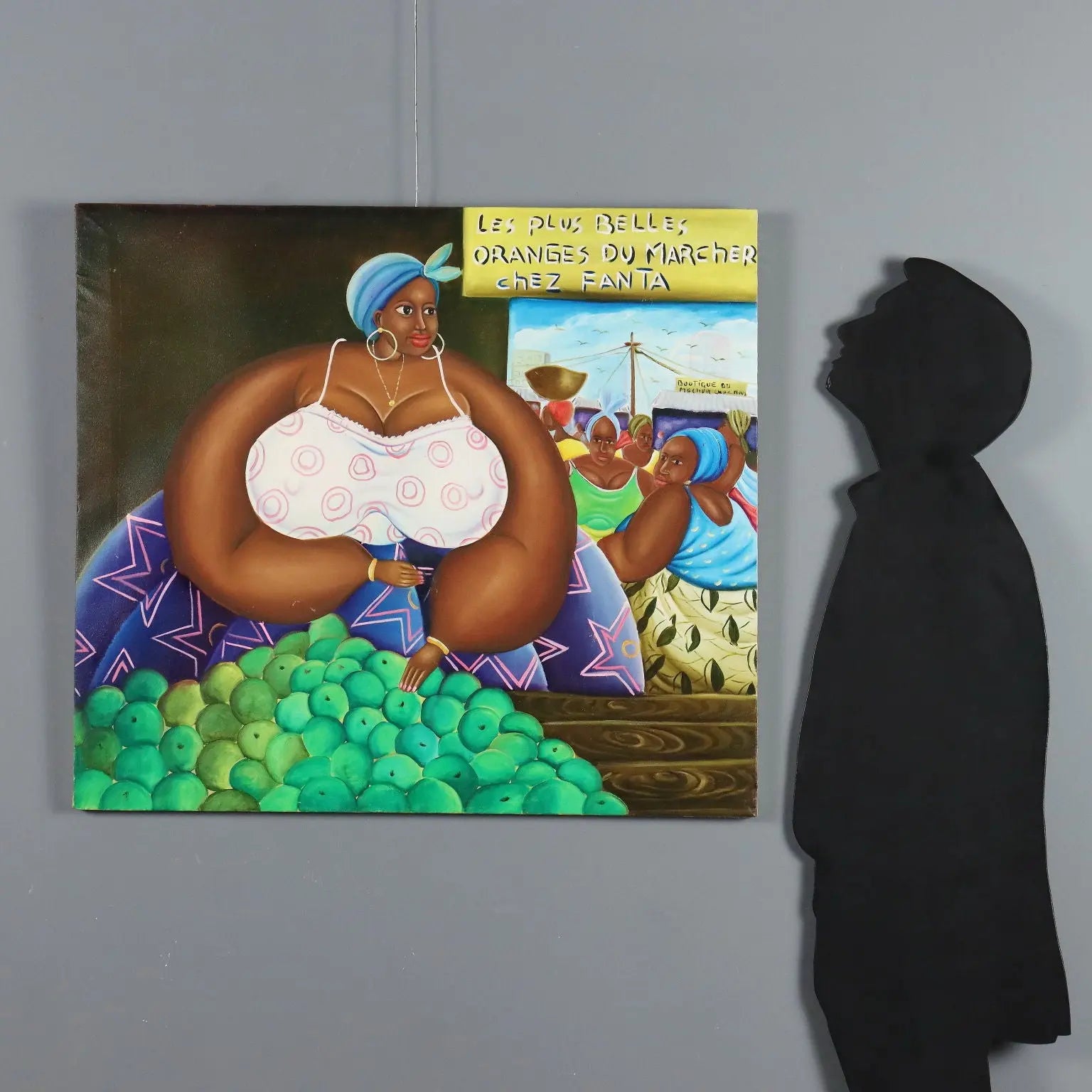African Naif Painting The Orange Seller Oil on Canvas XX Century - The Orange Seller | Art | Contemporary Art