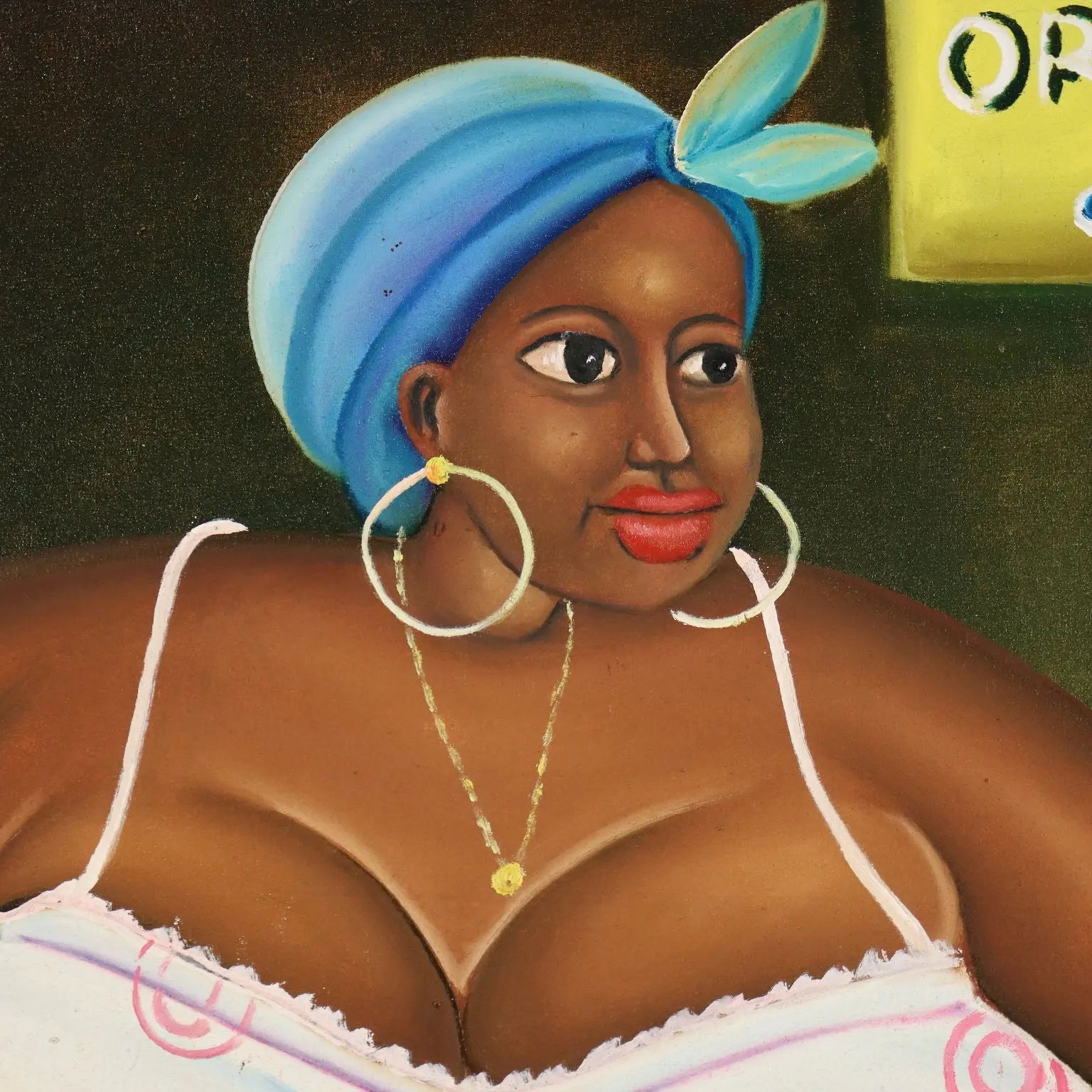 African Naif Painting The Orange Seller Oil on Canvas XX Century - The Orange Seller | Art | Contemporary Art
