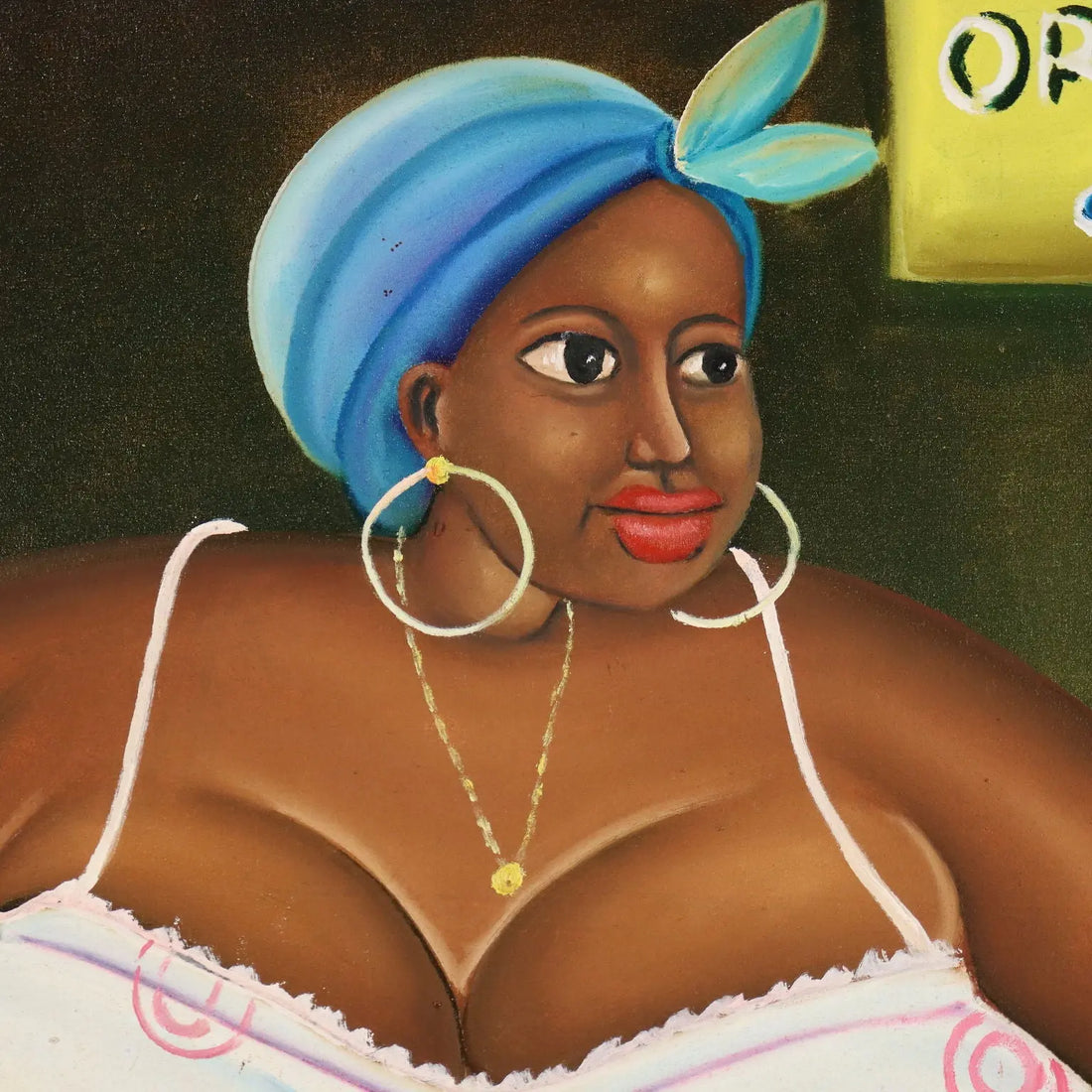 African Naif Painting The Orange Seller Oil on Canvas XX Century - The Orange Seller | Art | Contemporary Art