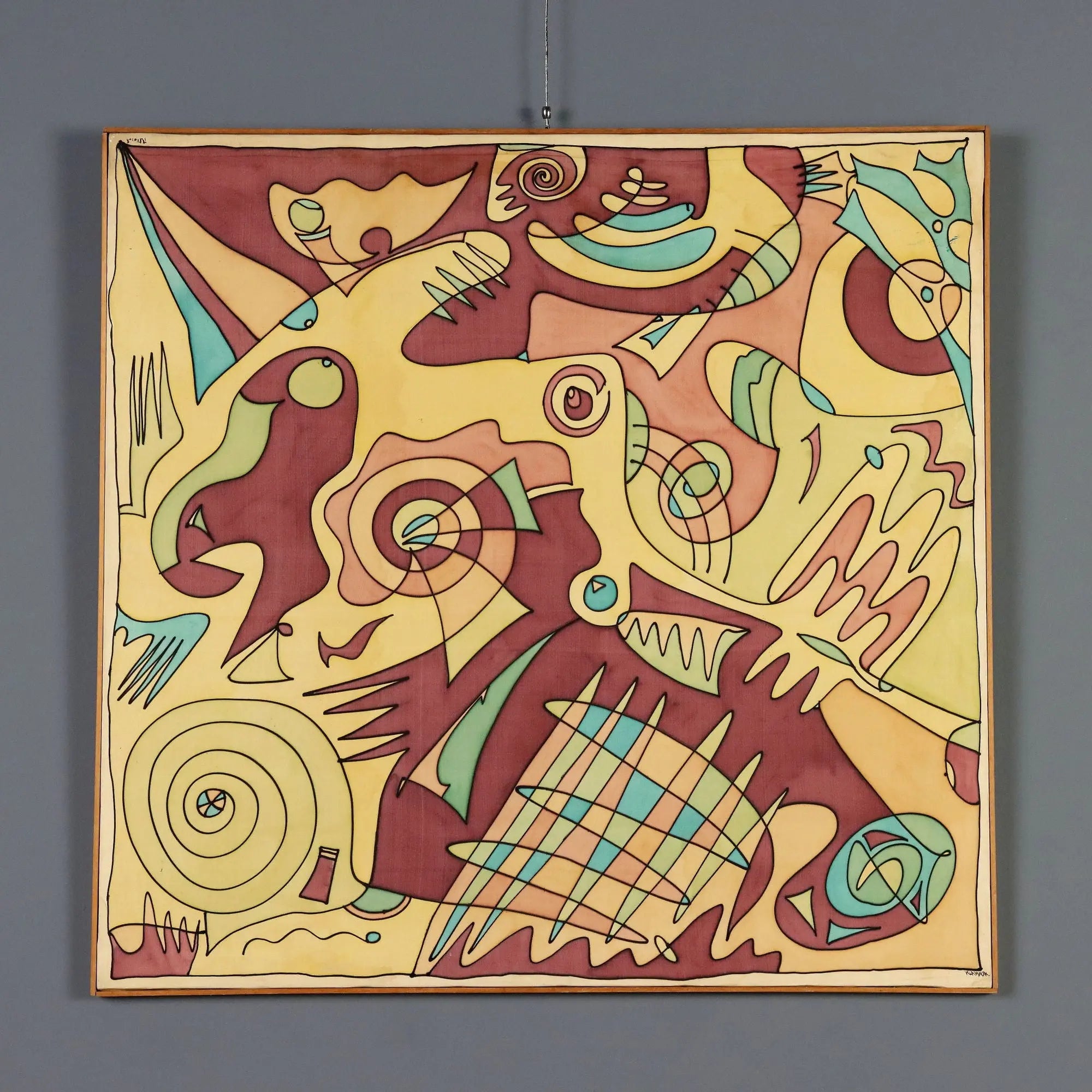 Contemporary Painting Signed Maria Mesch Oil on Canvas 1998