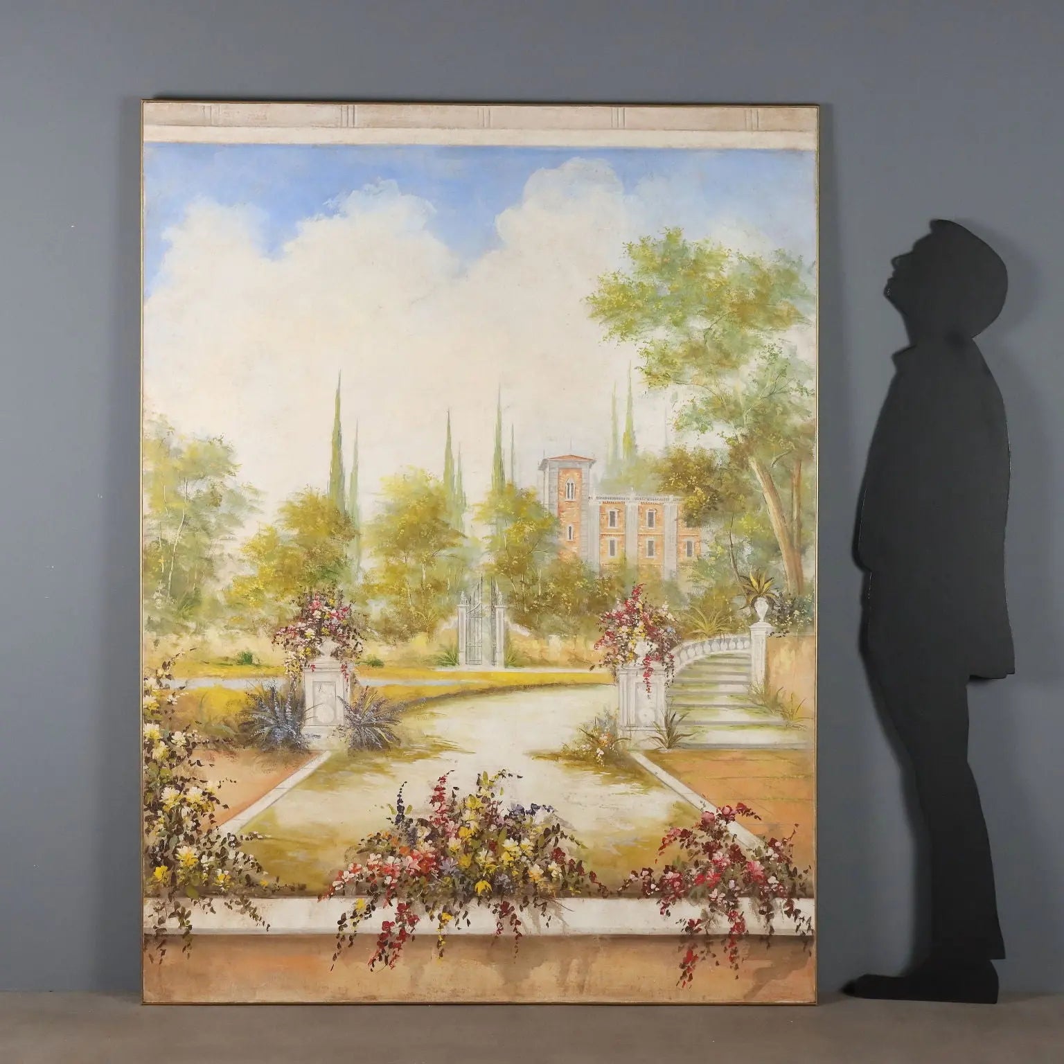 Contemporary Painting Villa with Garden Mixed Technique '900
