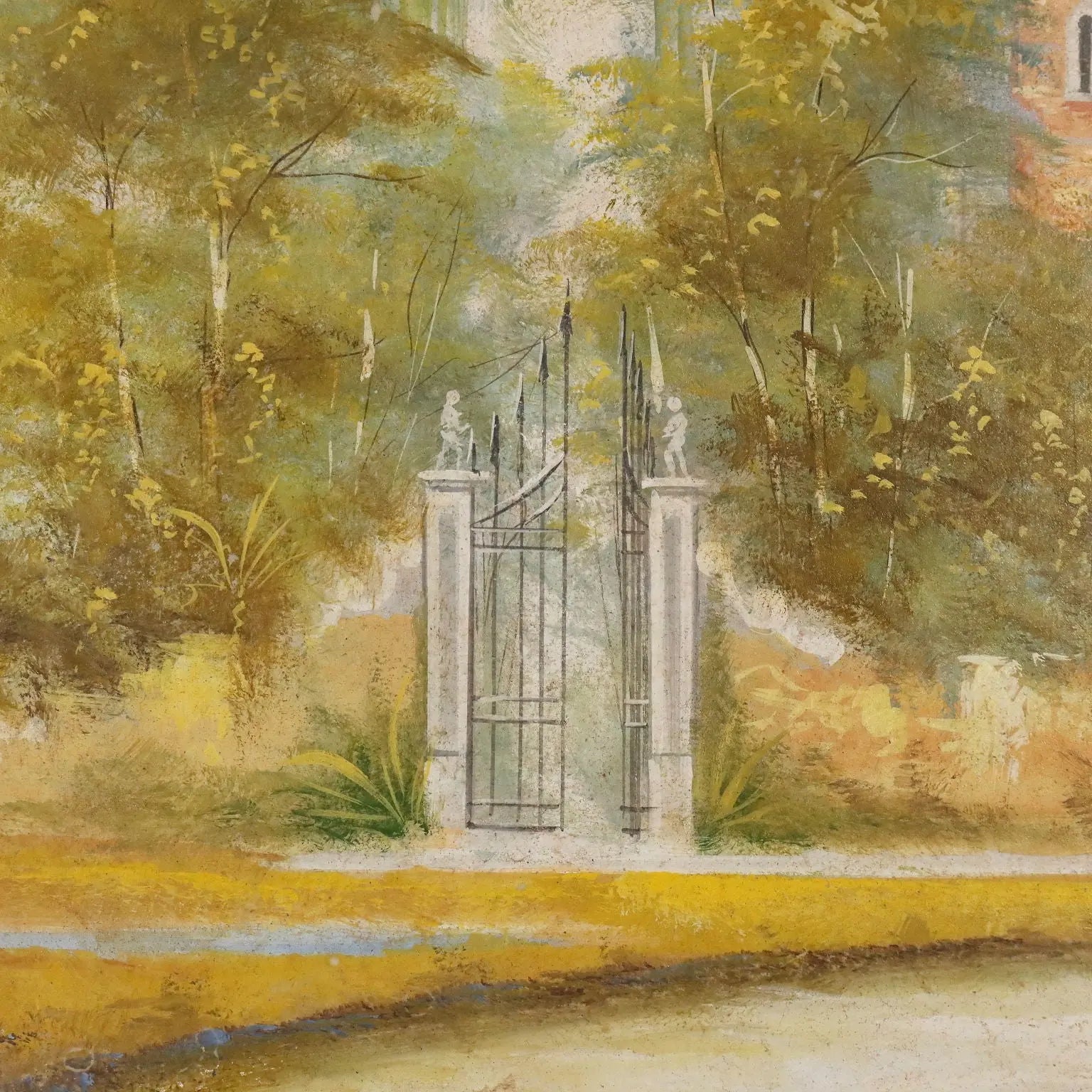 Contemporary Painting Villa with Garden Mixed Technique '900