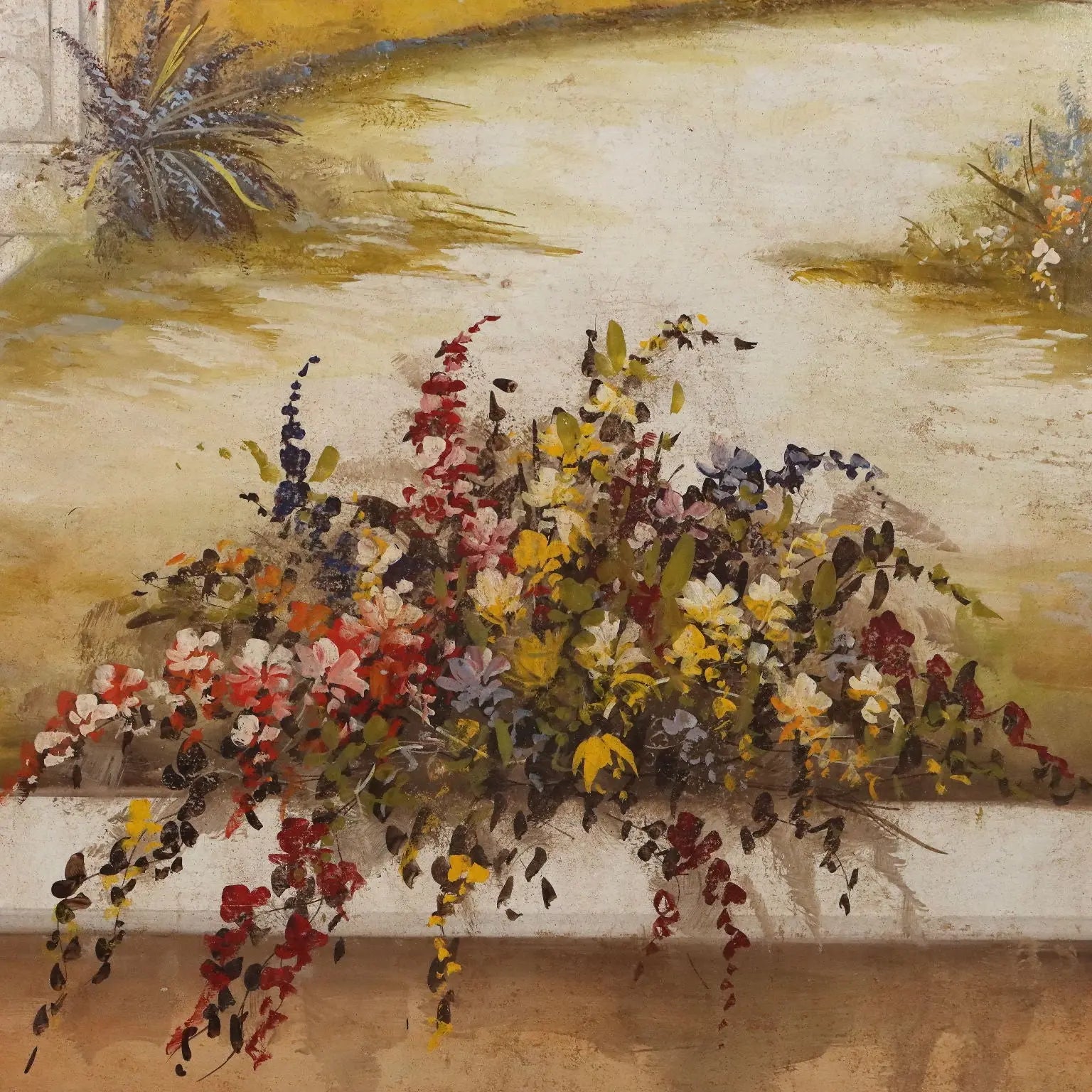 Contemporary Painting Villa with Garden Mixed Technique '900