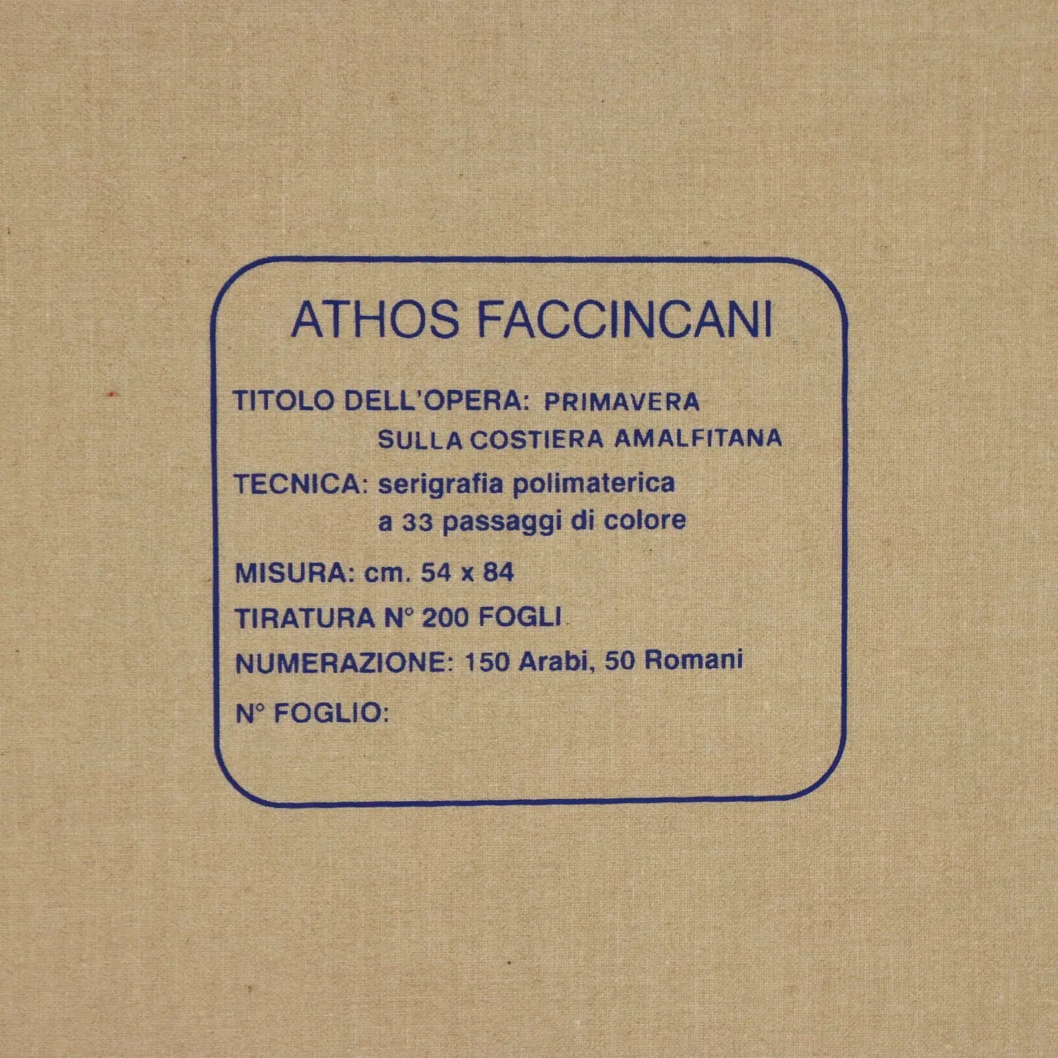 Athos Faccincani Silkscreen in Gilded Frame