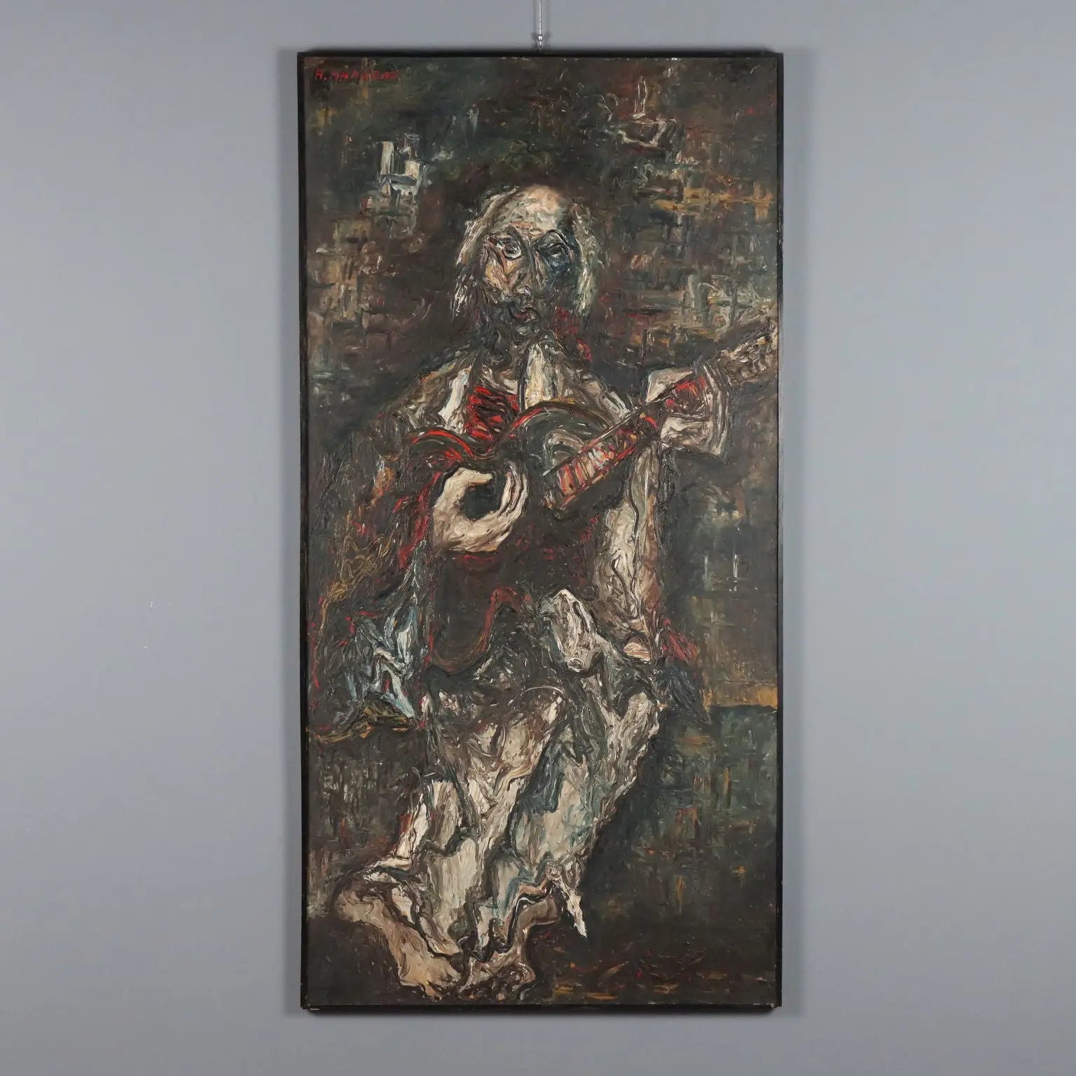 Contemporary Painting Signed Antonio Manzoni Mixed Technique '900