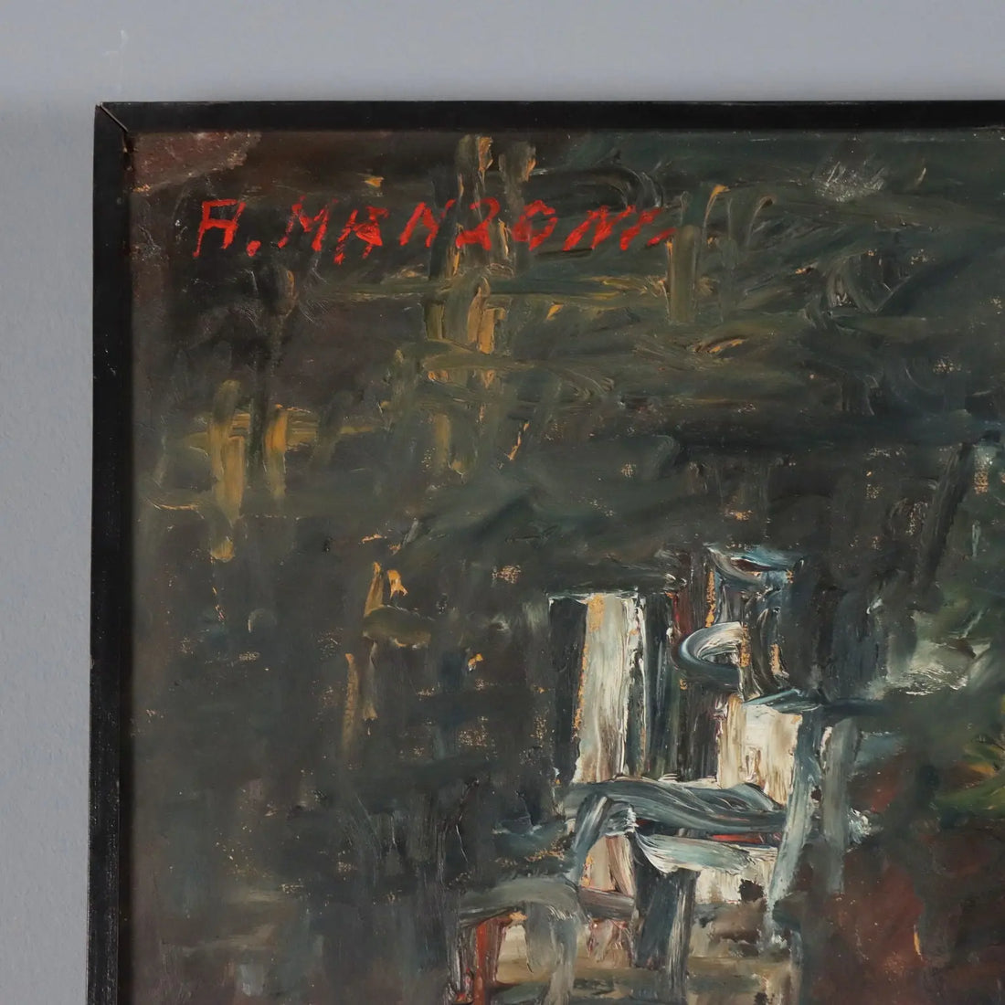 Contemporary Painting Signed Antonio Manzoni Mixed Technique '900