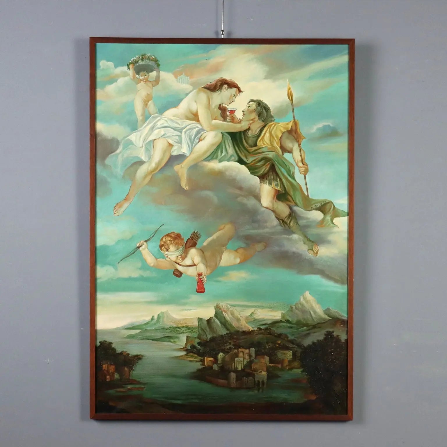 Contemporary Painting Signed A. Cappuccio Homage to Davide Campari 1987
