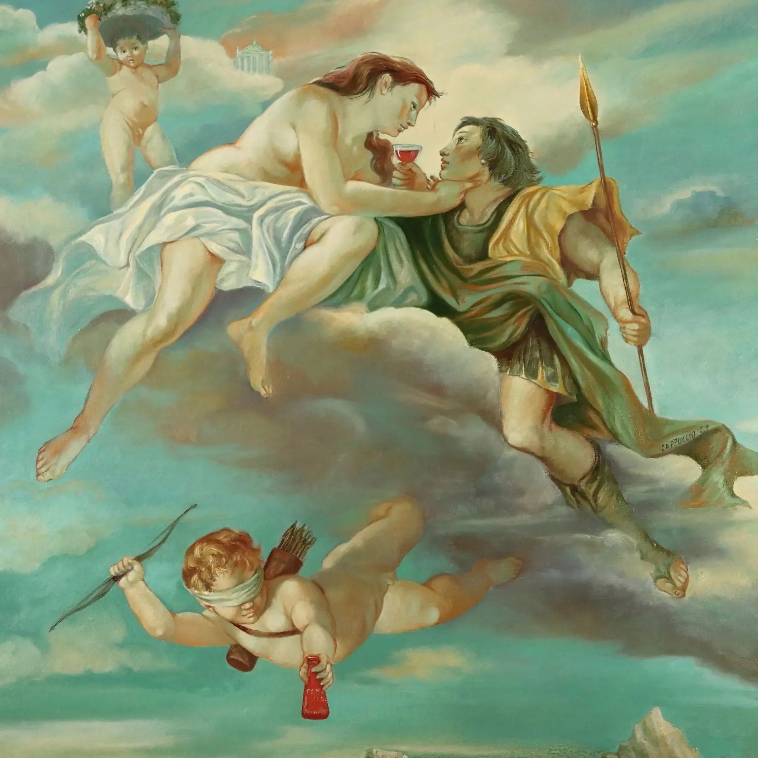 Contemporary Painting Signed A. Cappuccio Homage to Davide Campari 1987