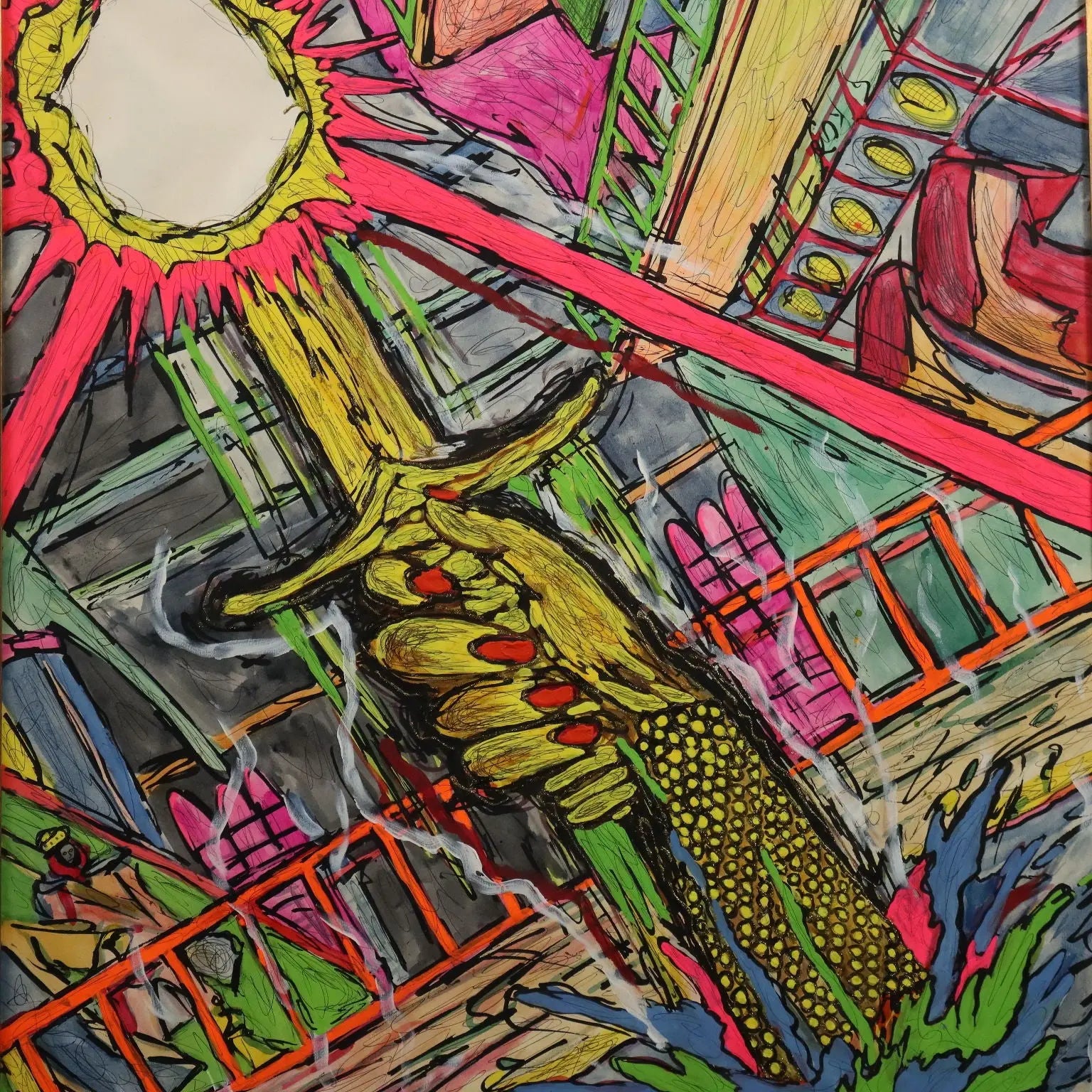 Contemporary Painting Carlos Zerpa Acrylic on Cardboard 1985