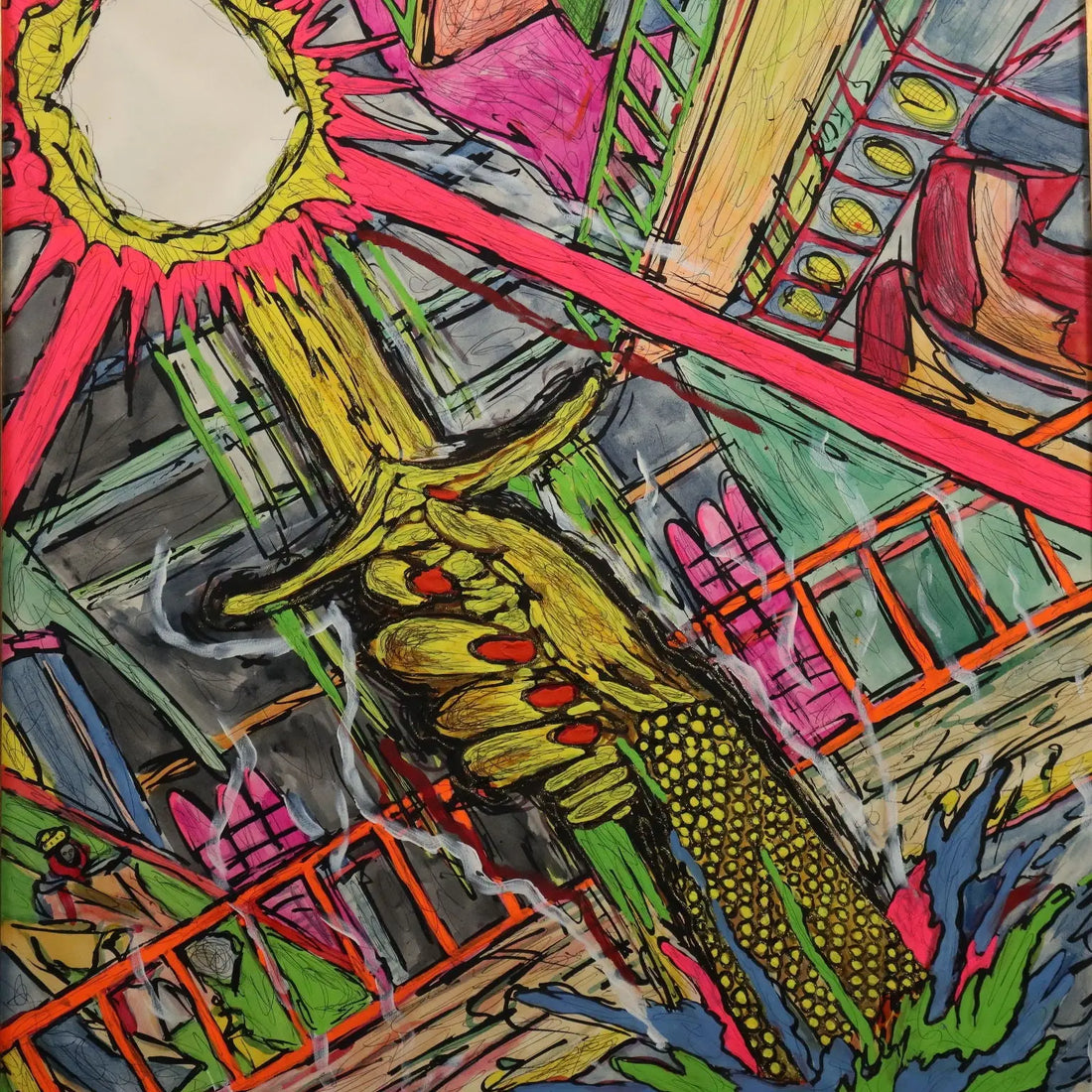 Contemporary Painting Carlos Zerpa Acrylic on Cardboard 1985
