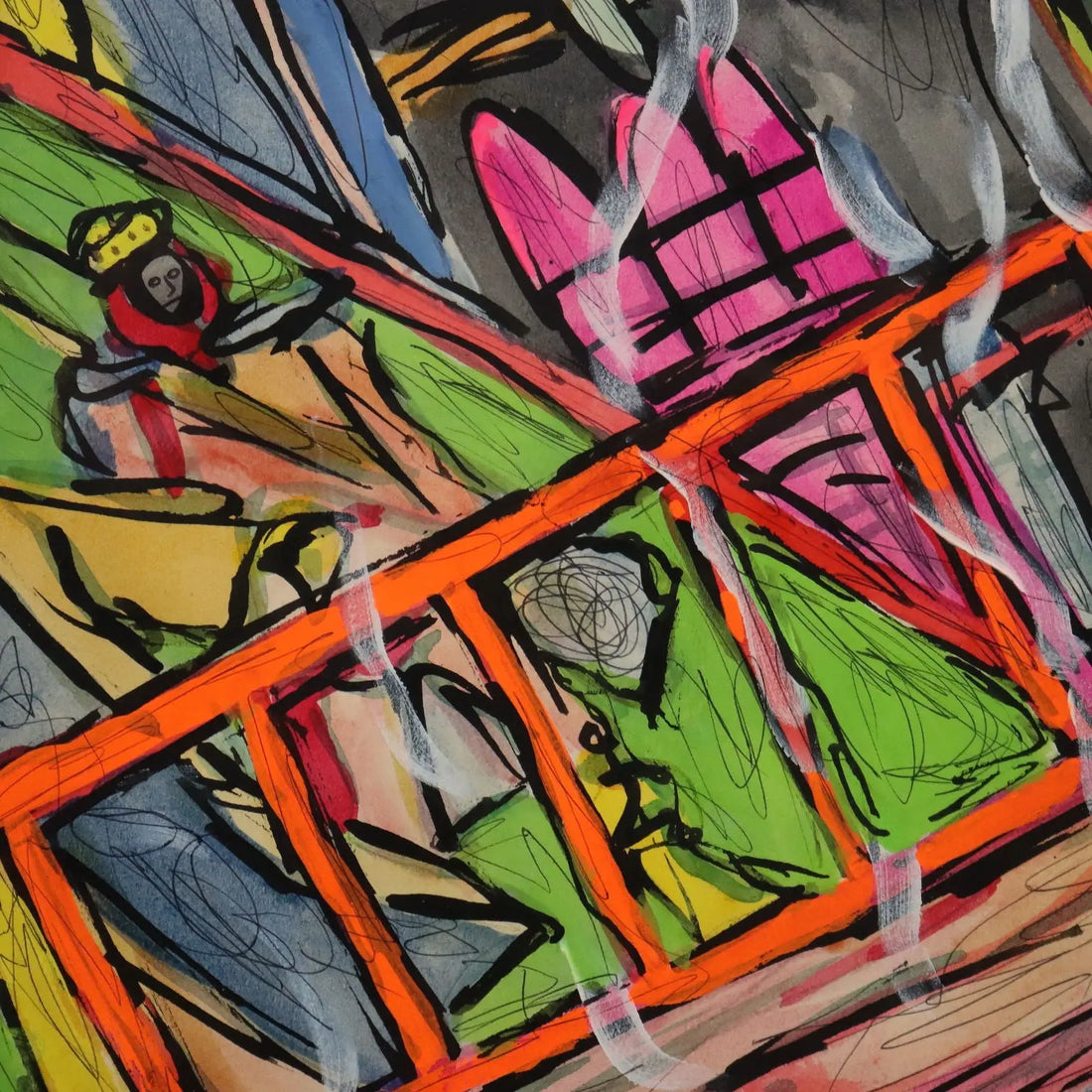 Contemporary Painting Carlos Zerpa Acrylic on Cardboard 1985