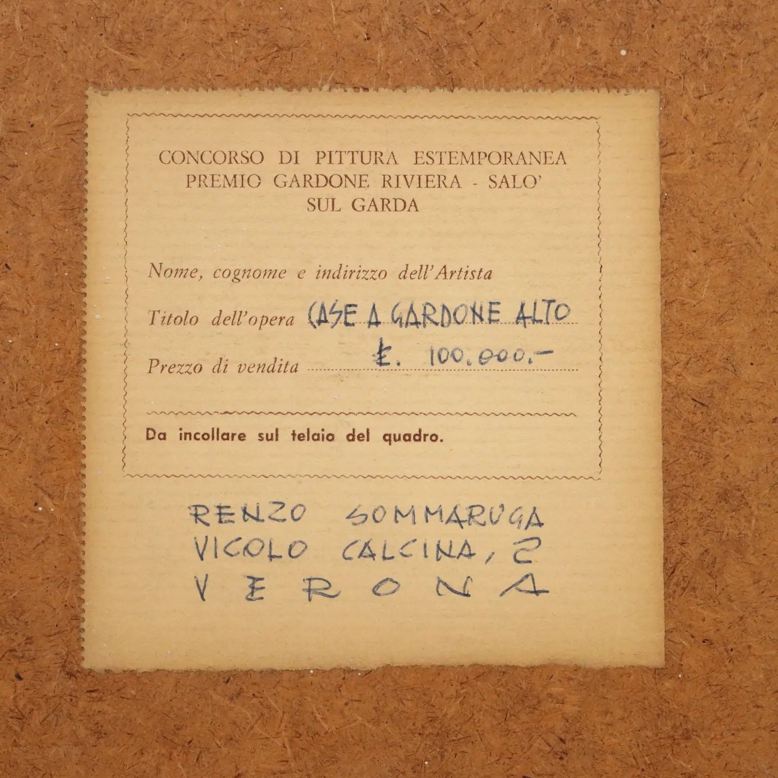 Contemporary Artwork Signed Renzo Sommaruga XX Century