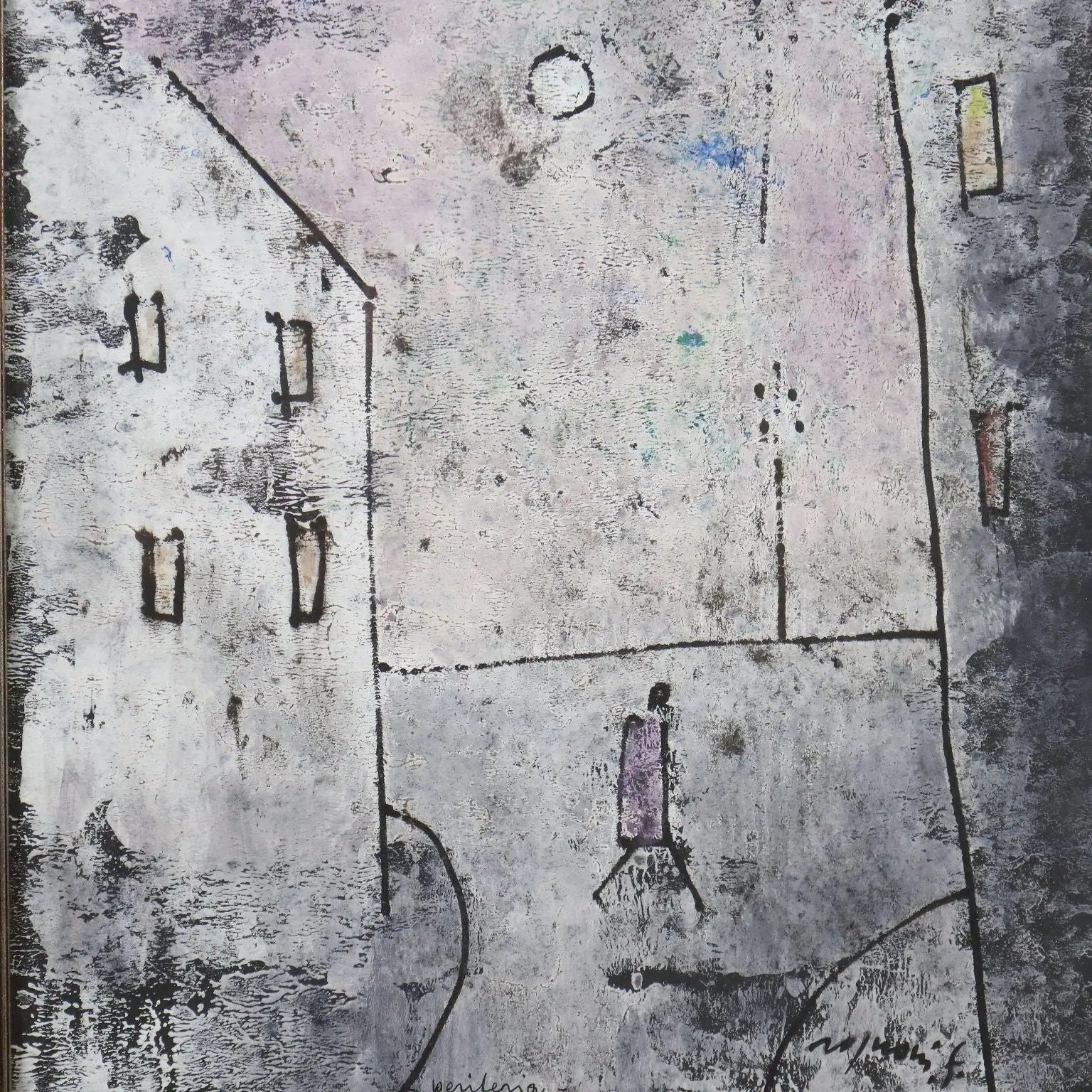 Contemporary Painting Signed Franco Rognoni Mixed Technique '900
