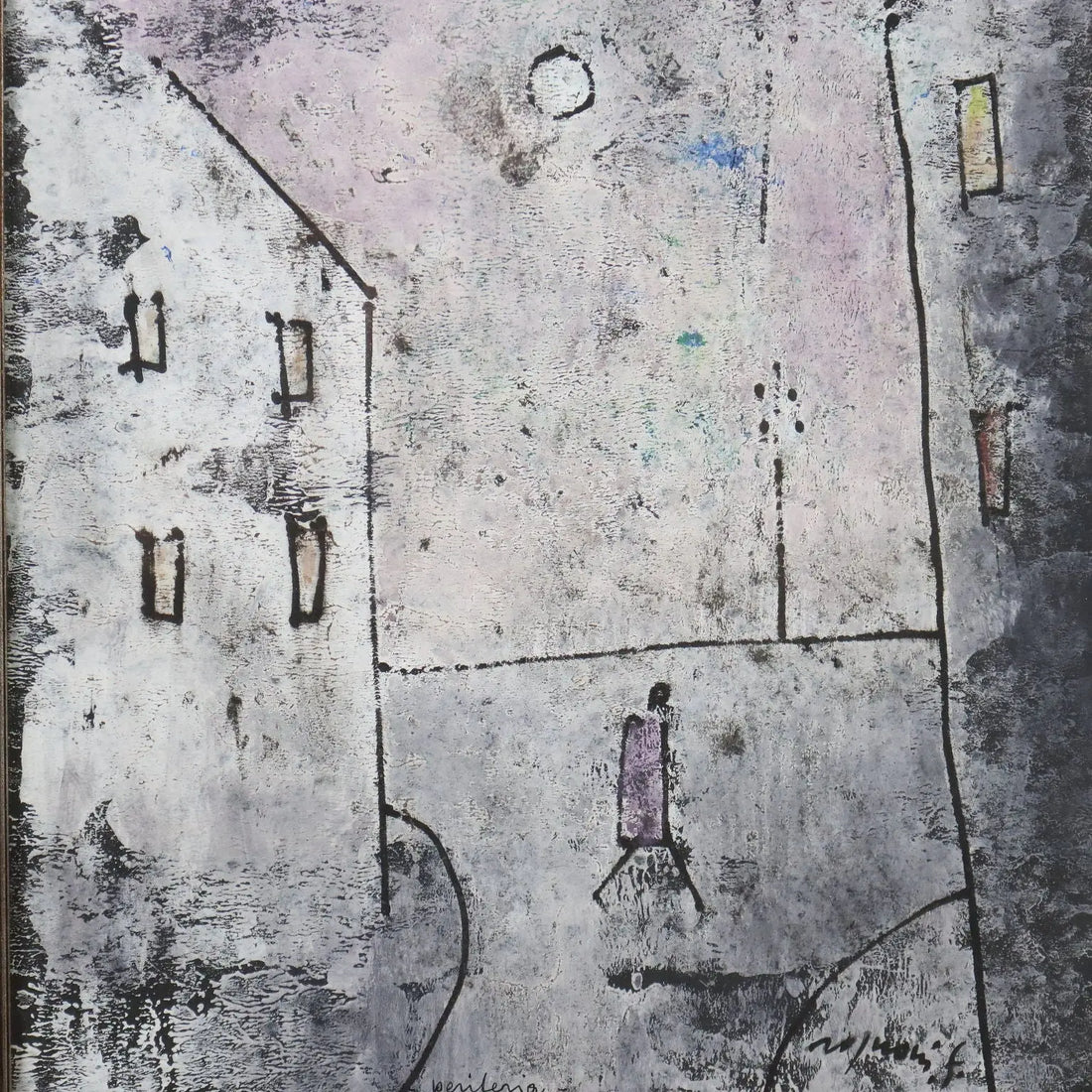 Contemporary Painting Signed Franco Rognoni Mixed Technique '900