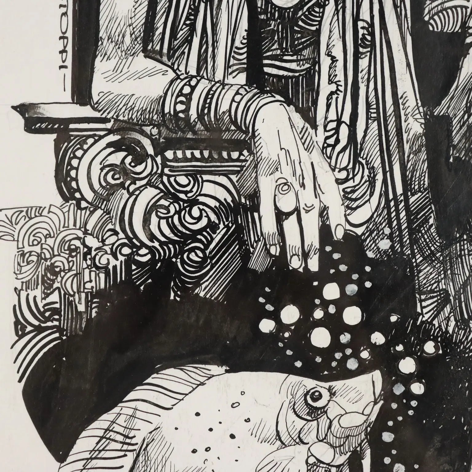 Contemporary Drawing Signed Sergio Toppi Comic Book XX Century