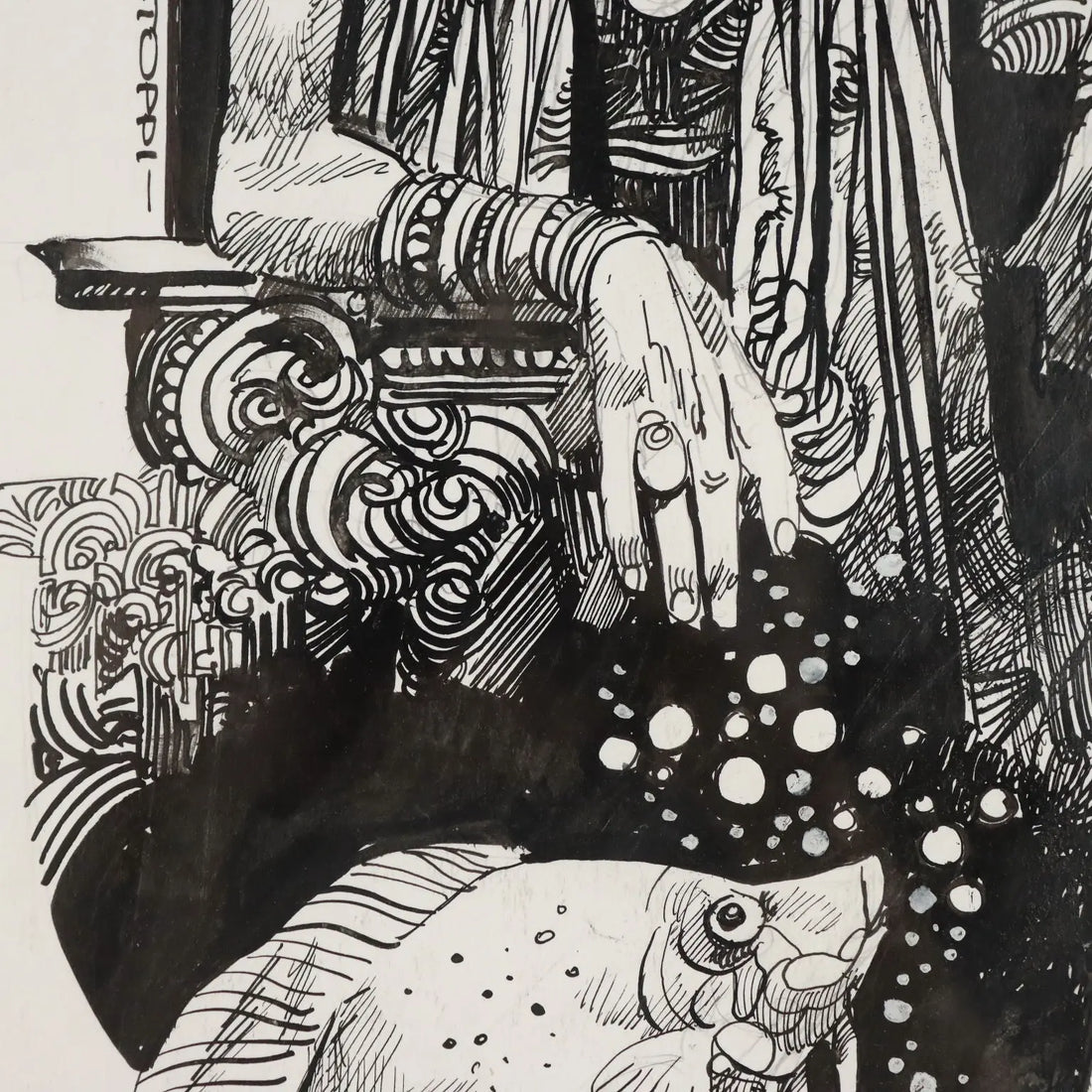 Contemporary Drawing Signed Sergio Toppi Comic Book XX Century