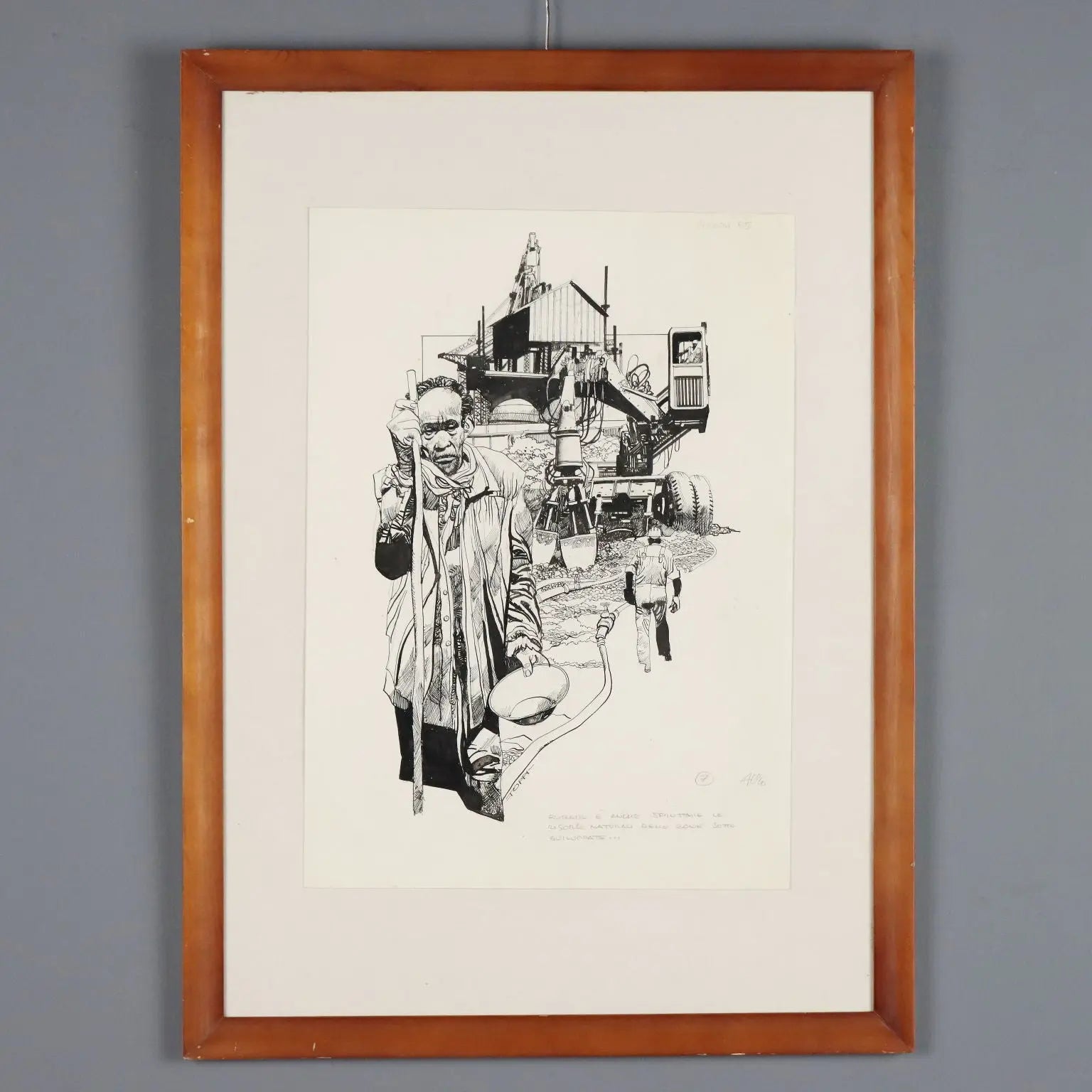 Contemporary Drawing Signed Sergio Toppi Mixed Tecnhique '900
