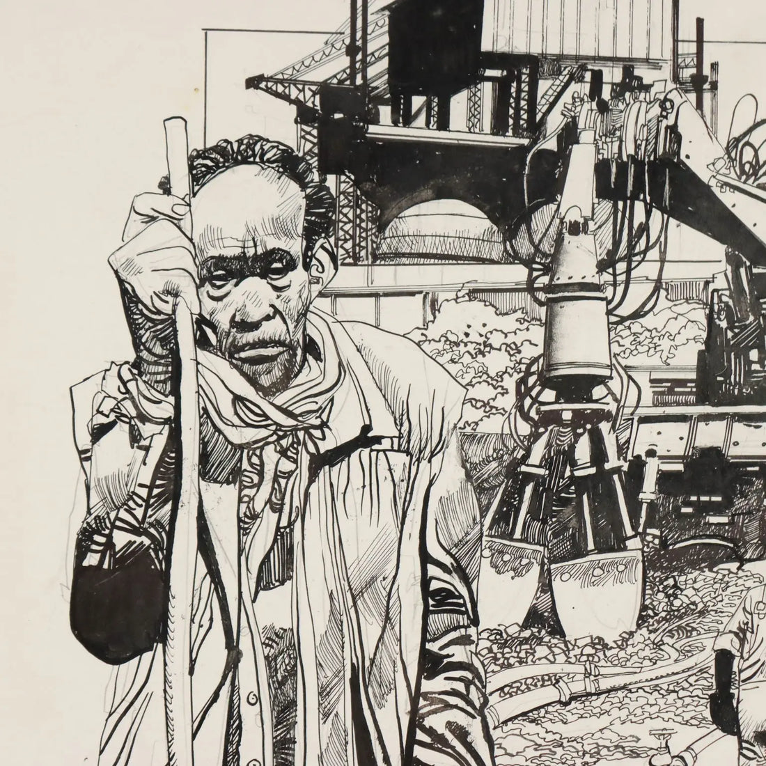 Contemporary Drawing Signed Sergio Toppi Mixed Tecnhique '900