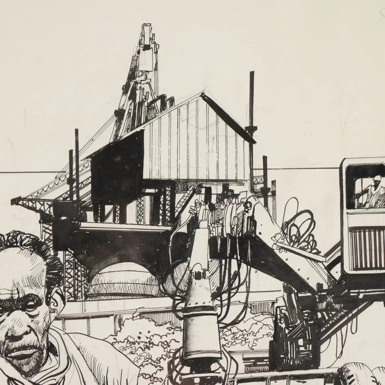 Contemporary Drawing Signed Sergio Toppi Mixed Tecnhique '900