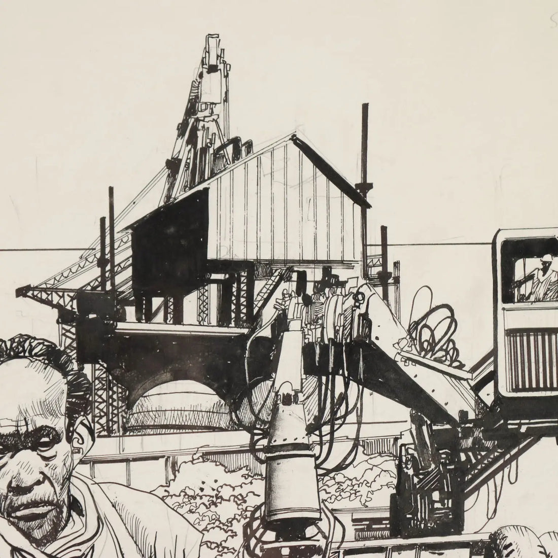 Contemporary Drawing Signed Sergio Toppi Mixed Tecnhique '900