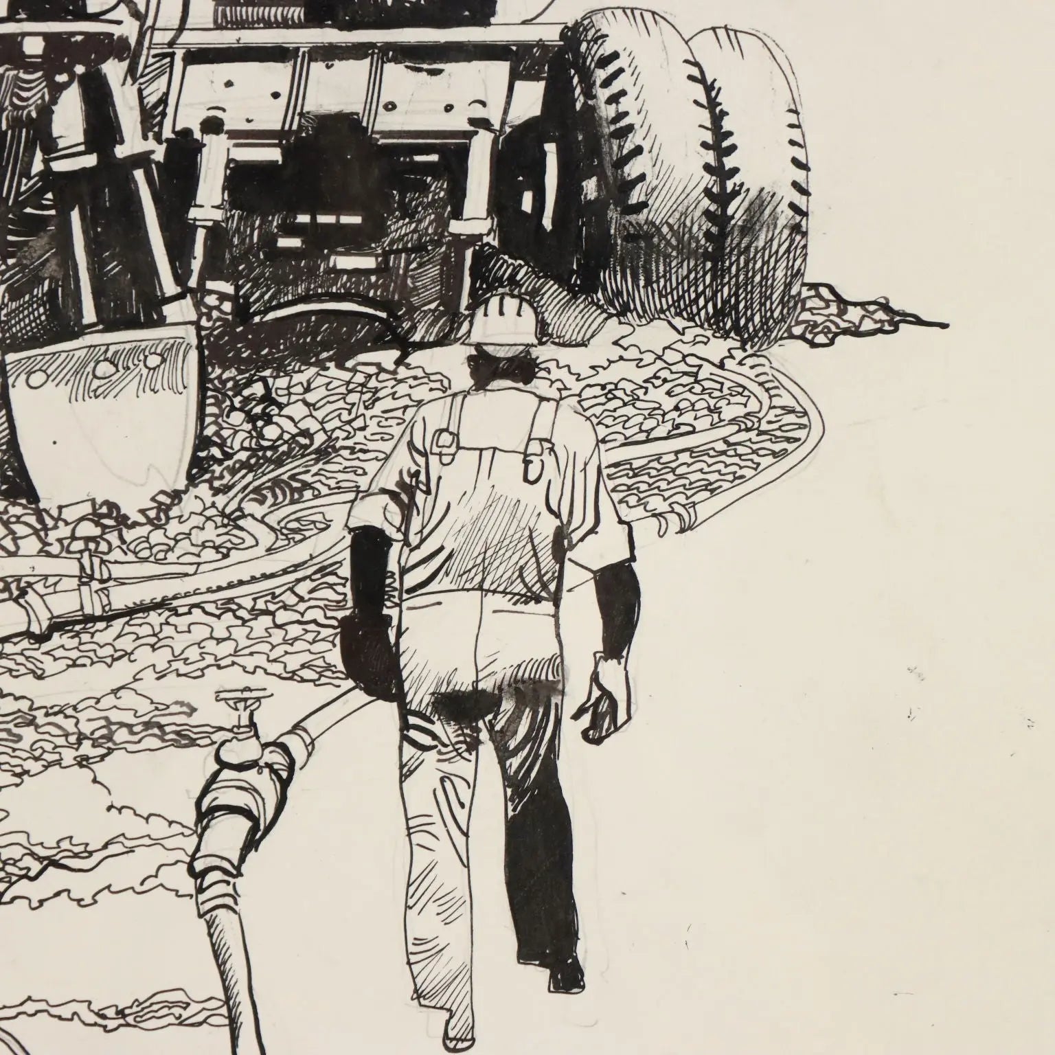 Contemporary Drawing Signed Sergio Toppi Mixed Tecnhique '900