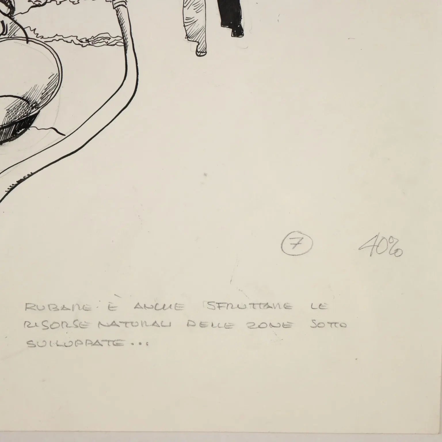 Contemporary Drawing Signed Sergio Toppi Mixed Tecnhique '900
