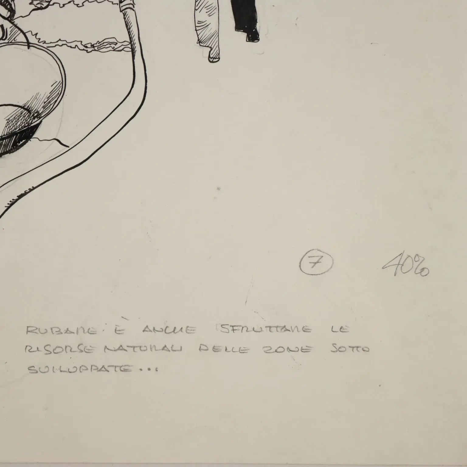 Contemporary Drawing Signed Sergio Toppi Mixed Tecnhique '900