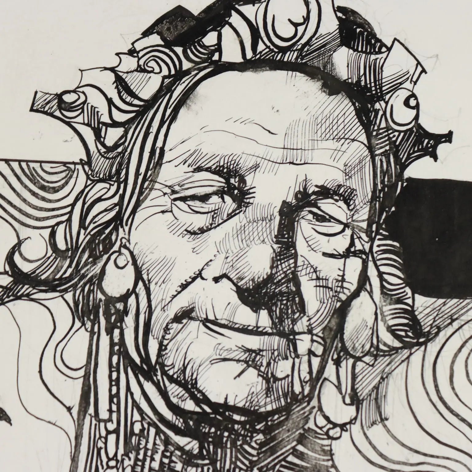 Contemporary Drawing Signed Sergio Toppi Mixed Technique XX Century