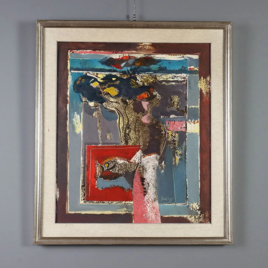 Contemporary Painting Signed Gelindo Baron Rosa Marina XX Century